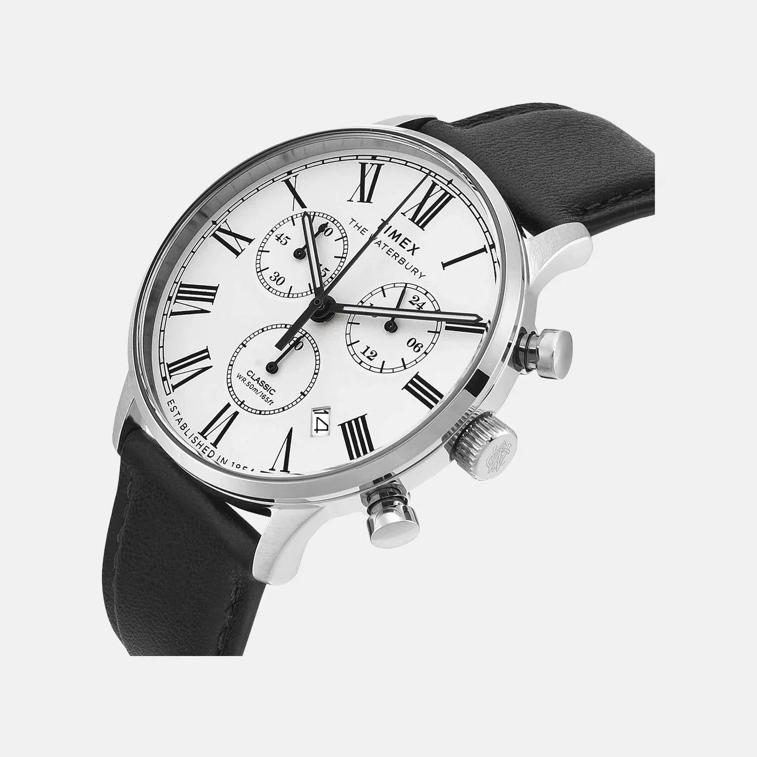 Timex Waterbury Men Quartz Dial Chronograph Leather Watch Tweg26600