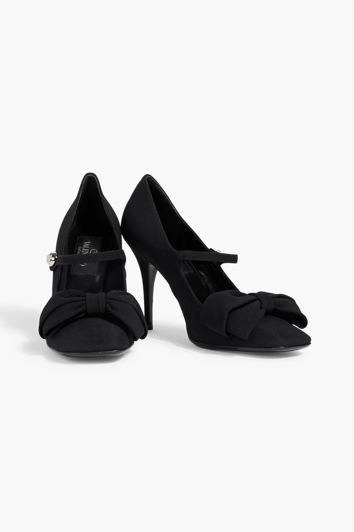Valentino Garavani Bowjane 100 Crepe Mary Jane Pumps Black Women's