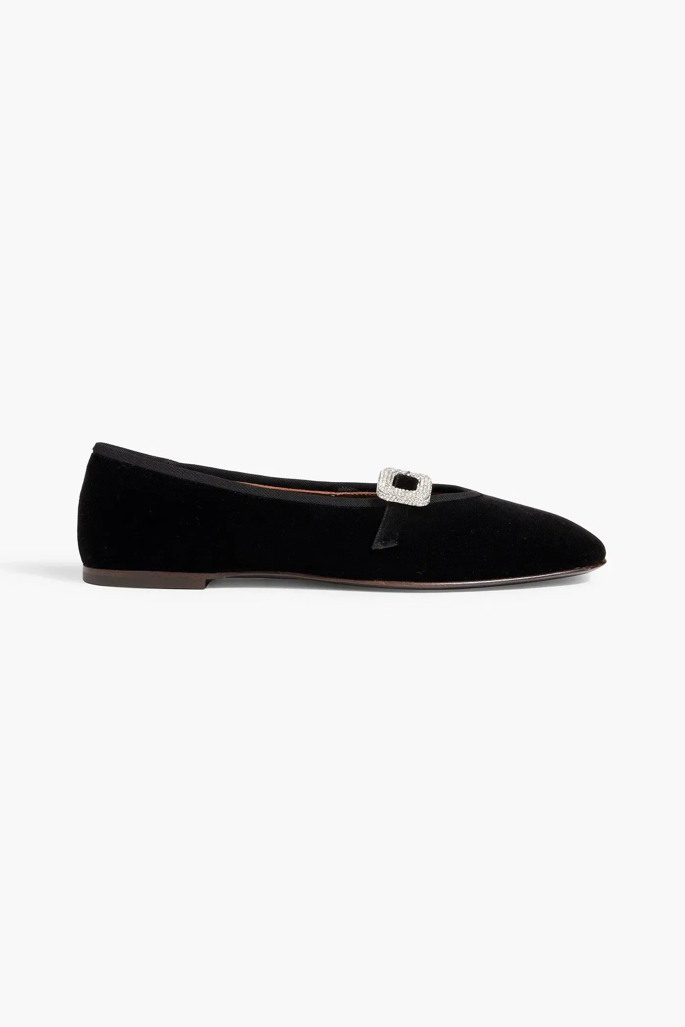 Giuseppe Zanotti Georgia Buckle Velvet Mary Jane Flats Black Women's