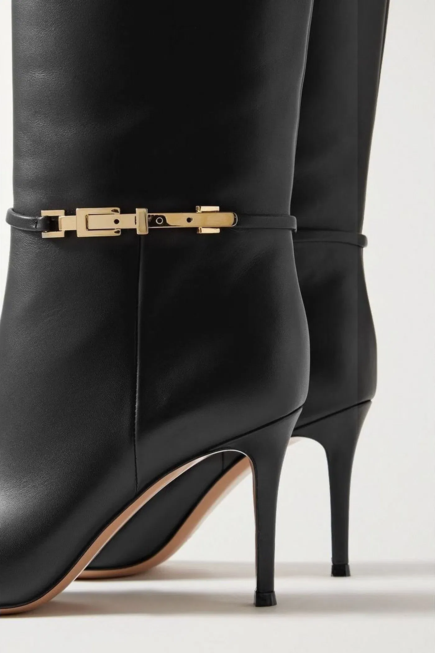 Gianvito Rossi Glove 85 Embellished Leather Knee Boots Black Women's