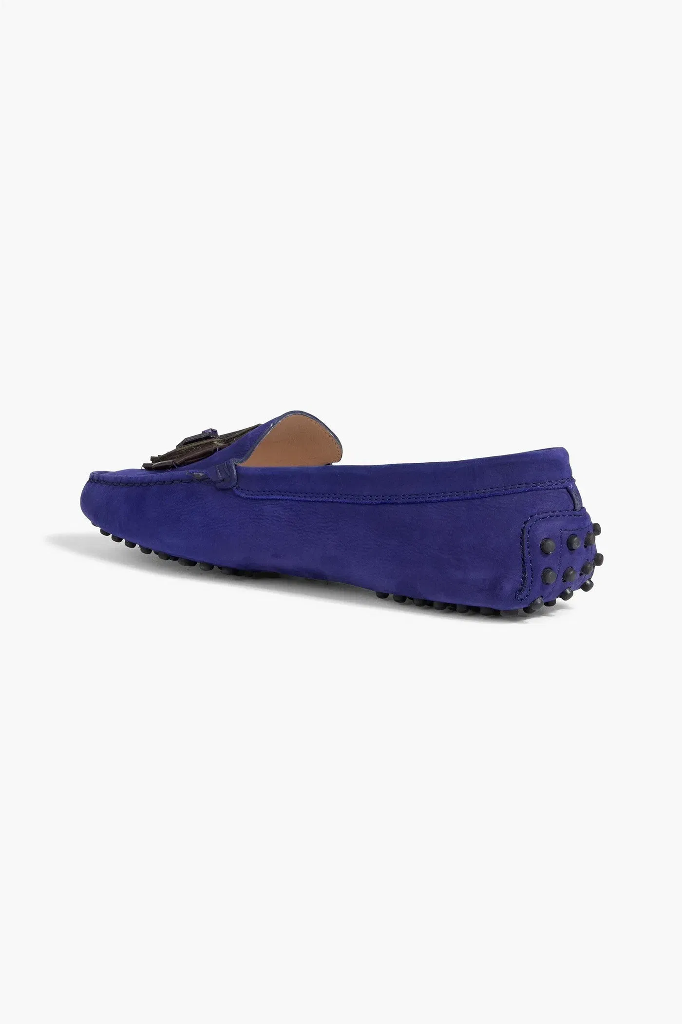 Tod's Gommino Embellished Nubuck Loafers Indigo Women's