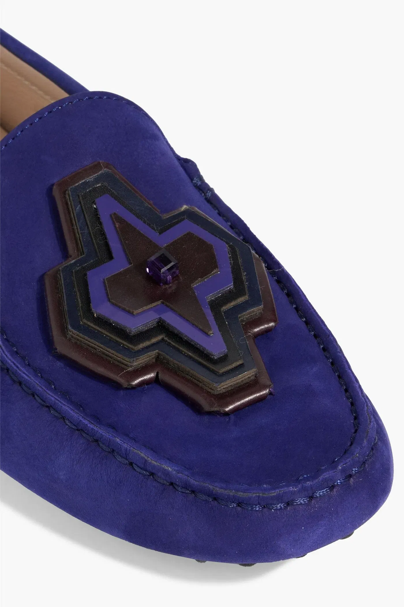 Tod's Gommino Embellished Nubuck Loafers Indigo Women's