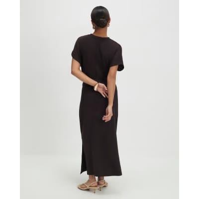 Petite Brown Premium Knot Midi Dress