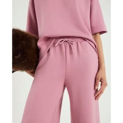 Pink Premium Drawstring Wide Leg Joggers