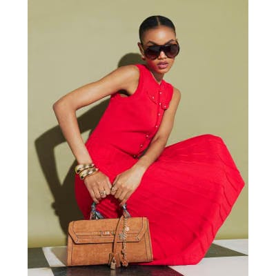 Red Pointelle Maxi Dress