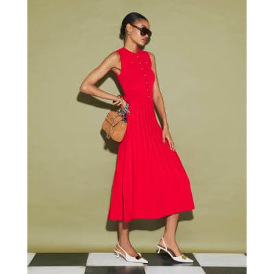 Red Pointelle Maxi Dress