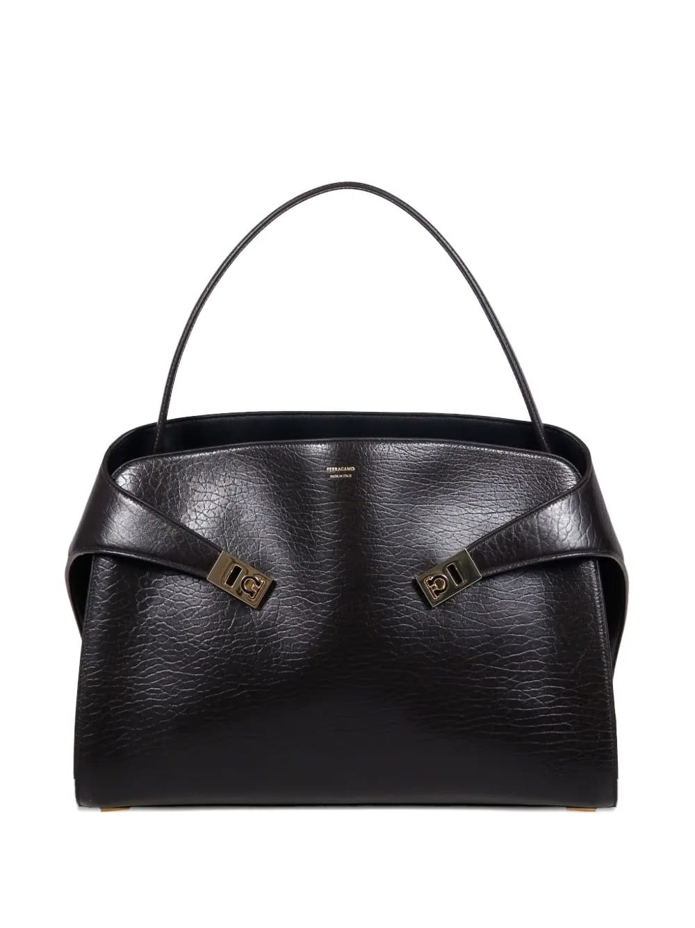 buckled leather shoulder bag