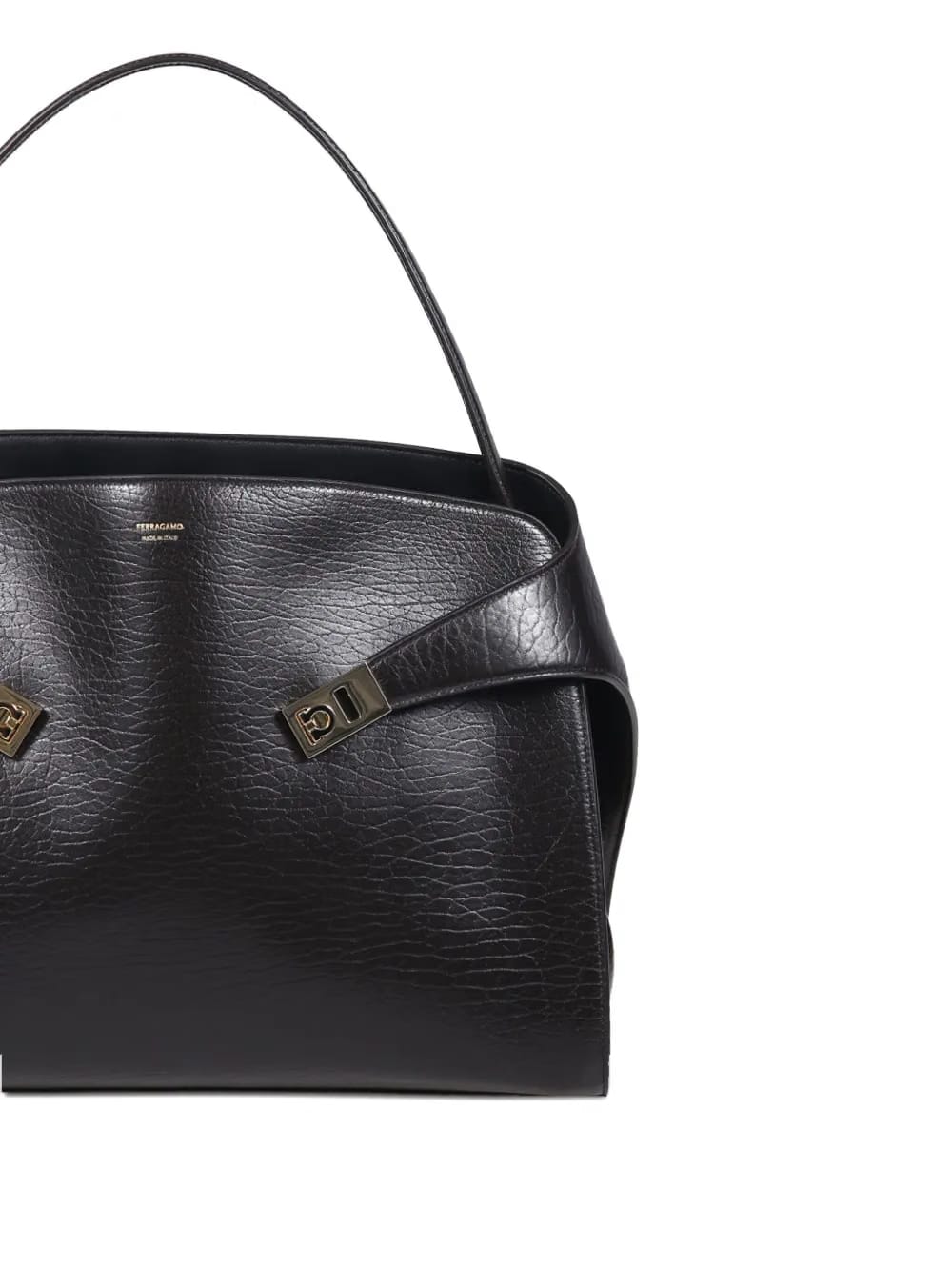buckled leather shoulder bag