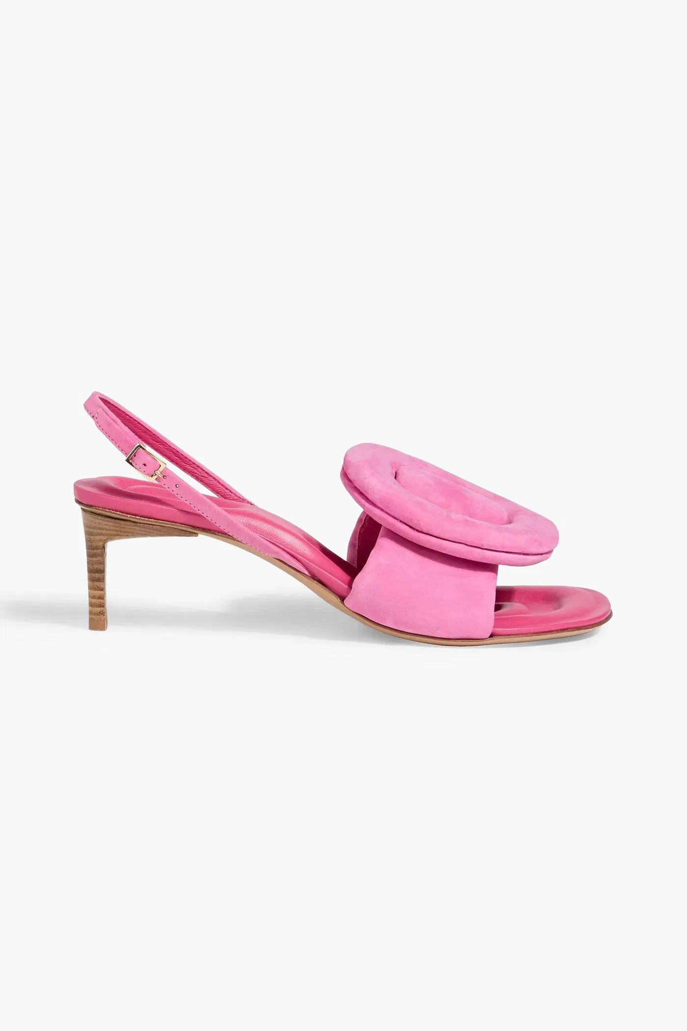 Jacquemus Cuscinu Embellished Leather And Suede Slingback Sandals Pink Women's