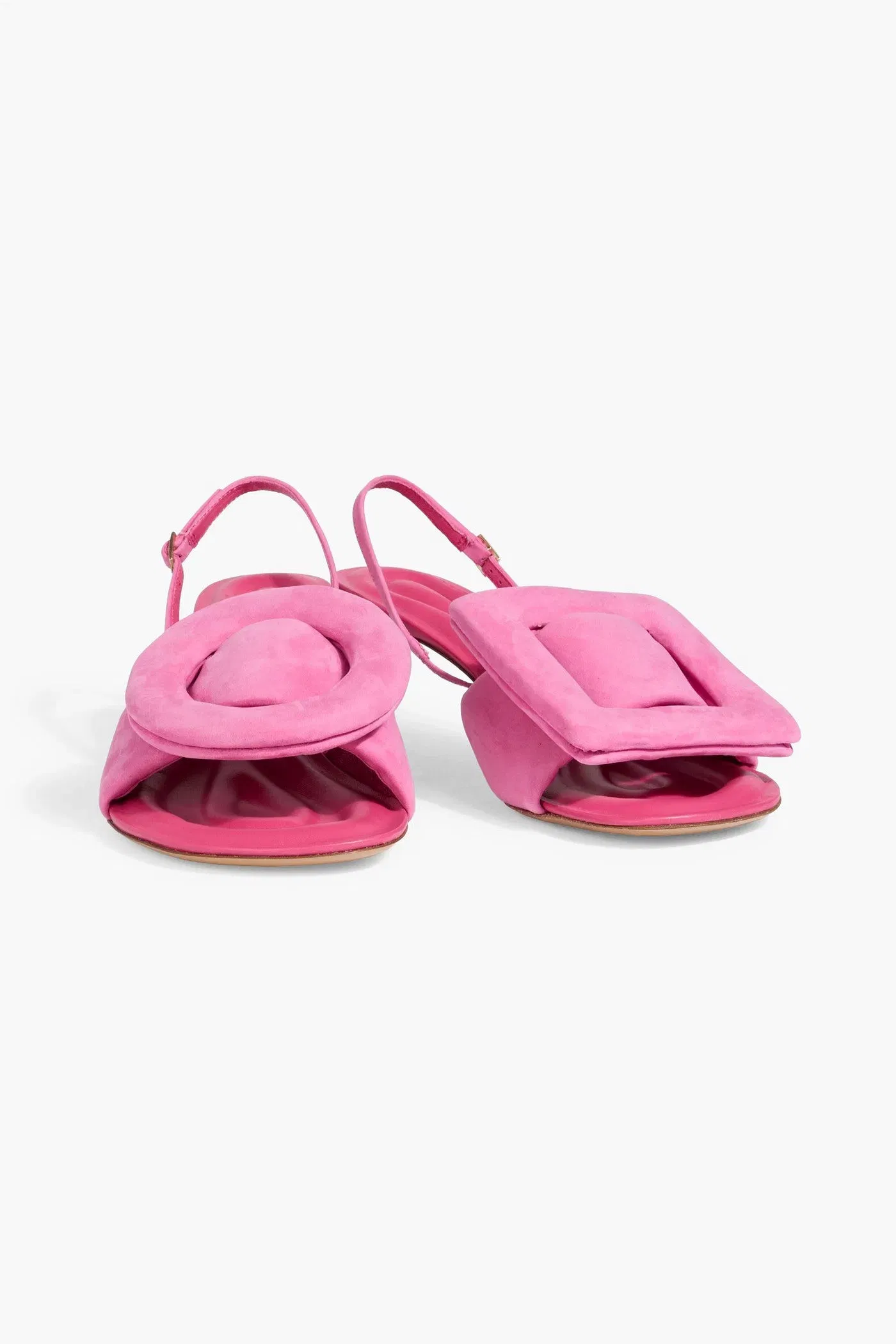 Jacquemus Cuscinu Embellished Leather And Suede Slingback Sandals Pink Women's