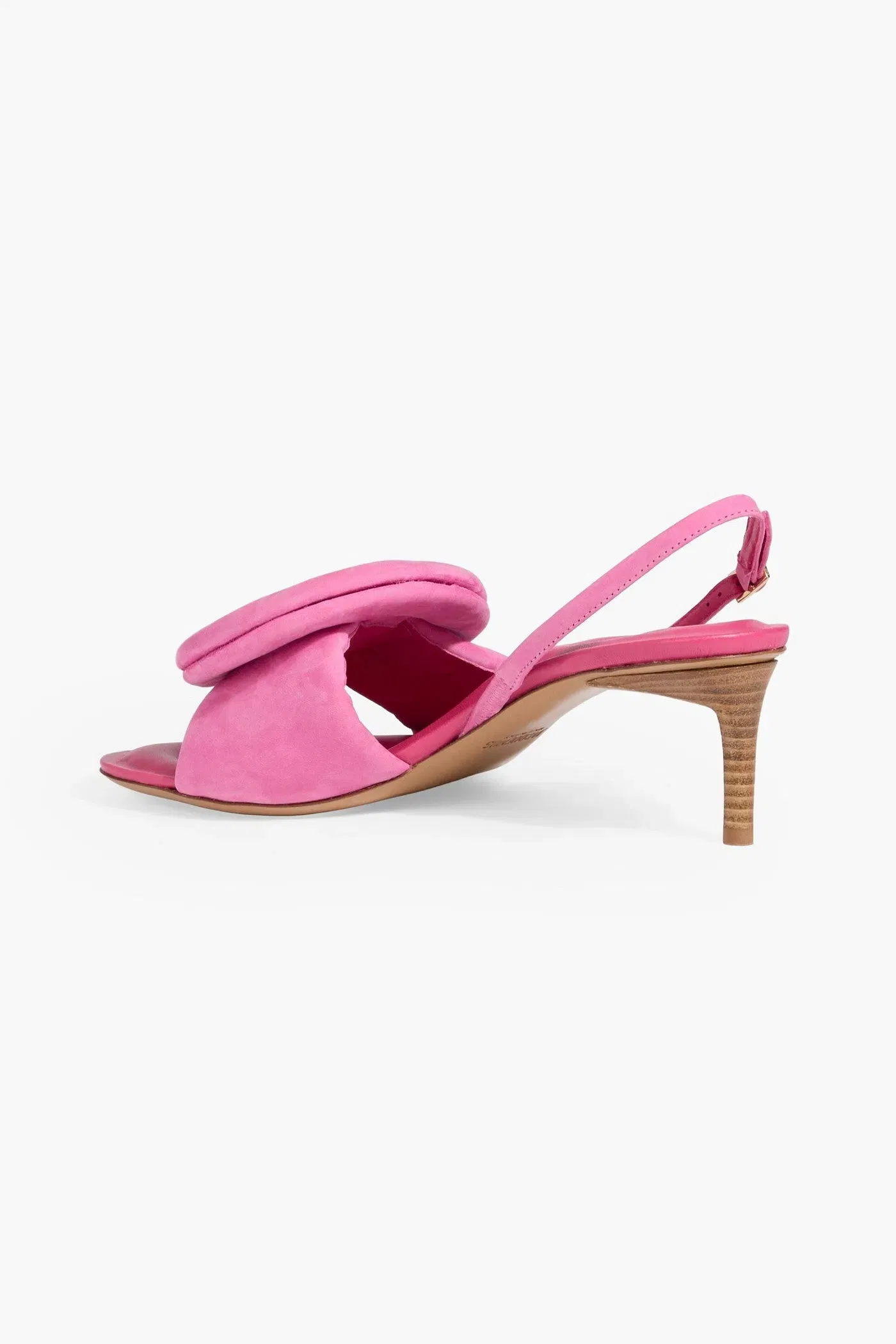 Jacquemus Cuscinu Embellished Leather And Suede Slingback Sandals Pink Women's