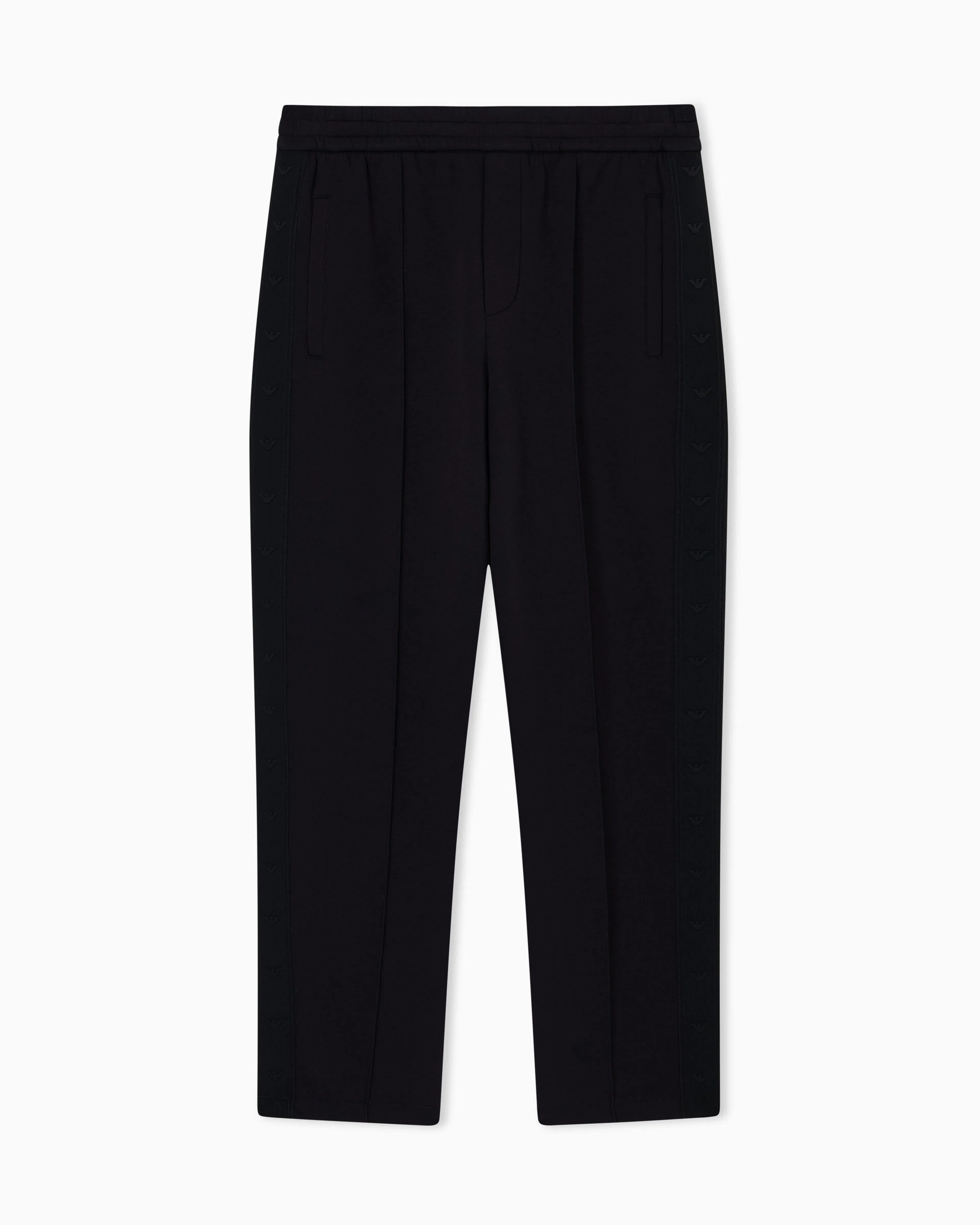Emporio Armani Double-jersey trousers with micro eagle logo band