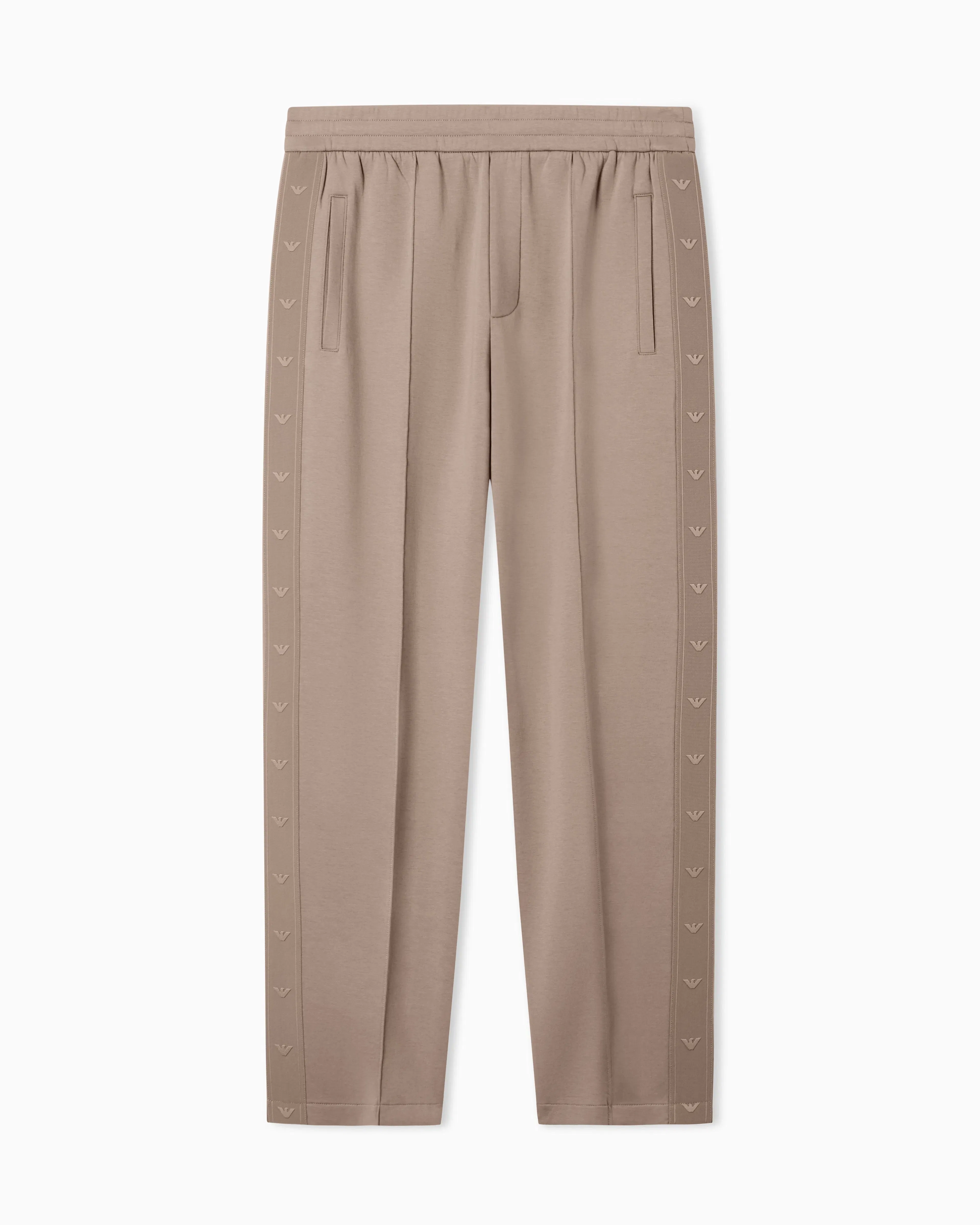 Emporio Armani Double-jersey trousers with micro eagle logo band
