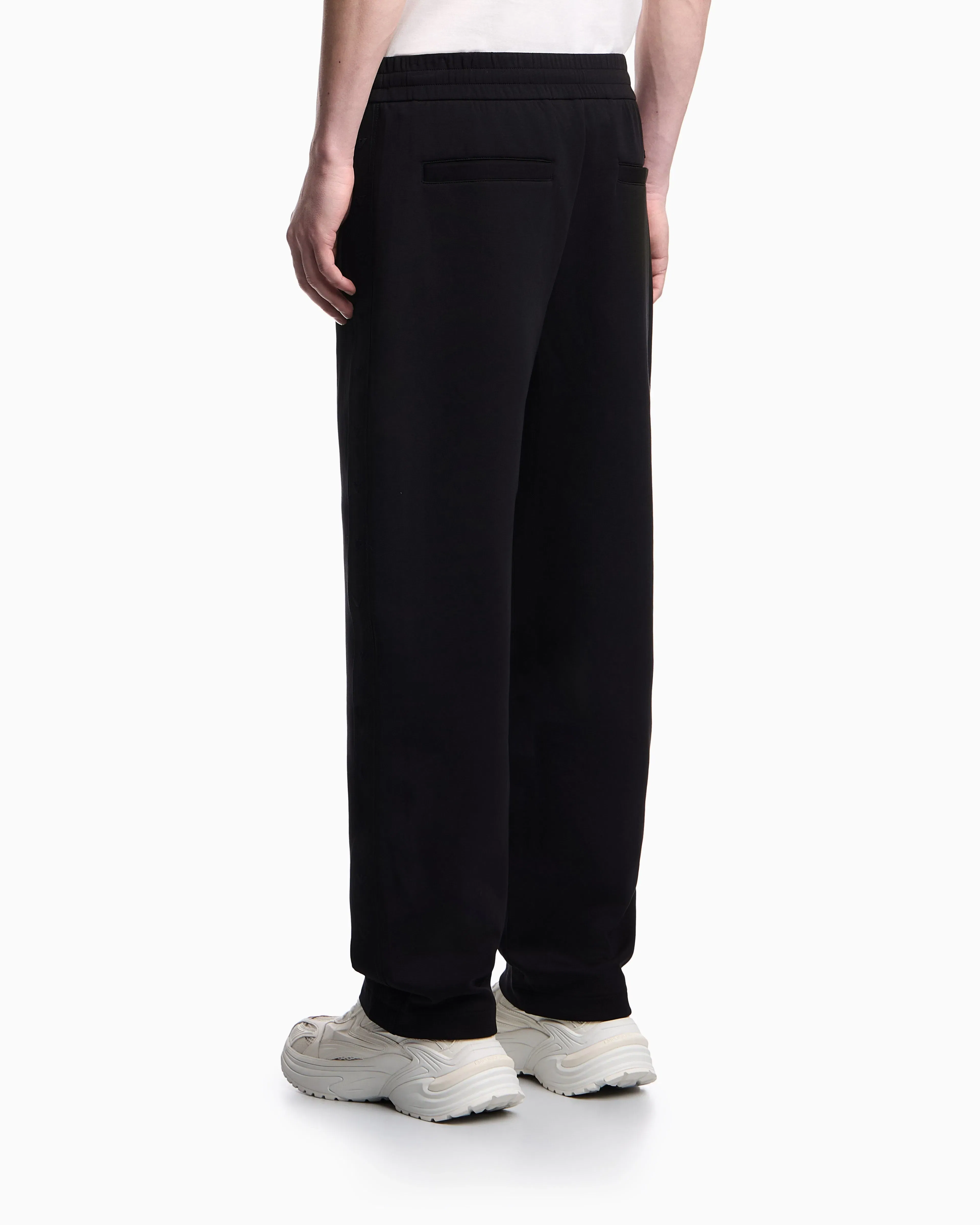 Emporio Armani Double-jersey trousers with micro eagle logo band