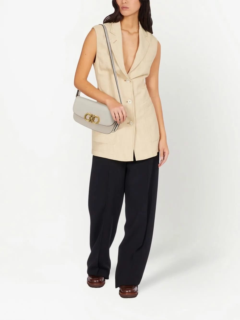Trapezio leather shoulder bag