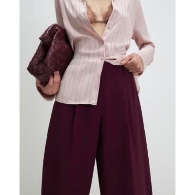 Red Drapey Barrel Leg Trousers