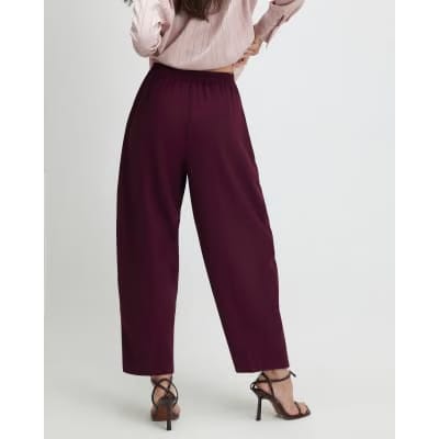 Red Drapey Barrel Leg Trousers