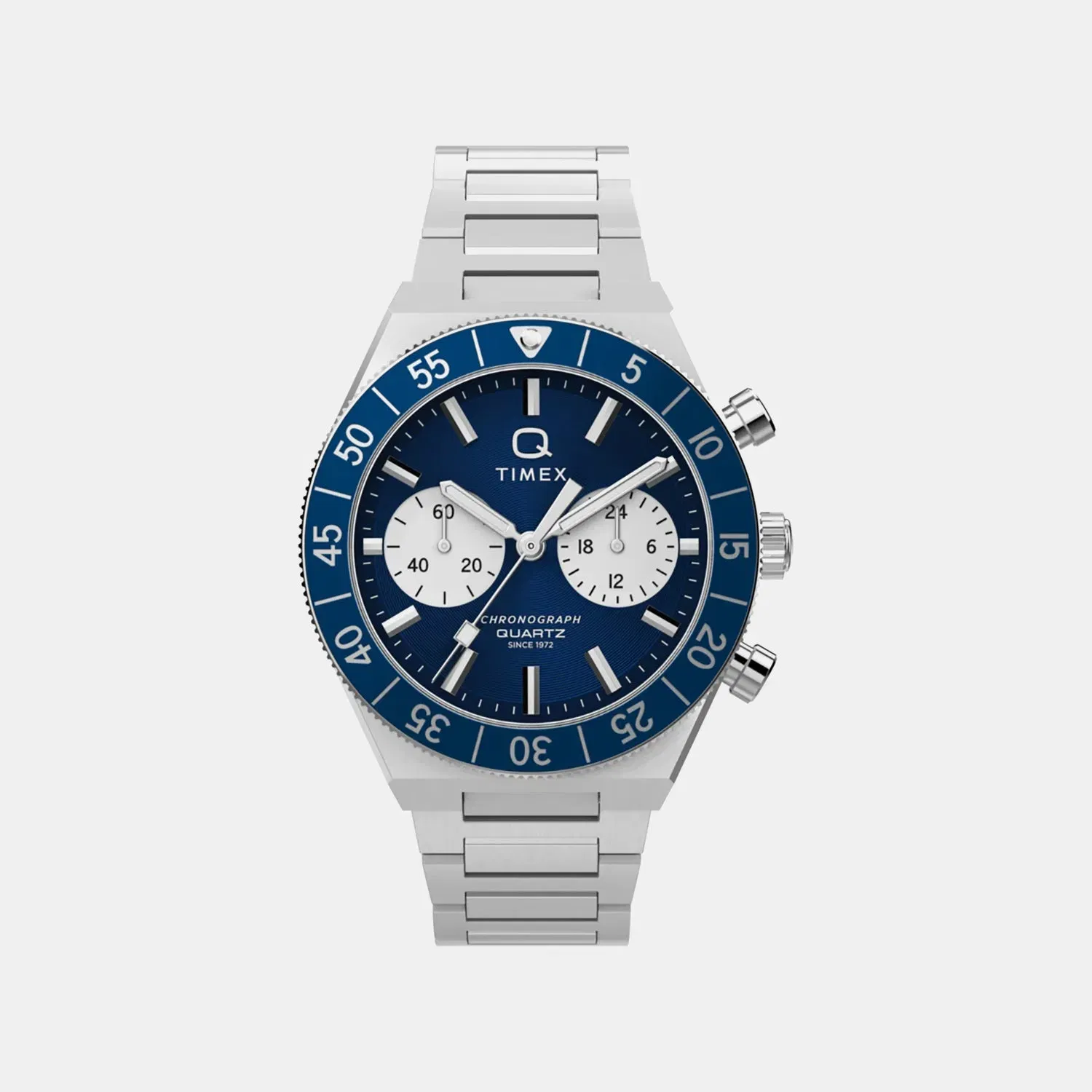 Timex Q Timex Men Quartz Blue Dial Chronograph Stainless Steel Watch Tw2Y55900Ik