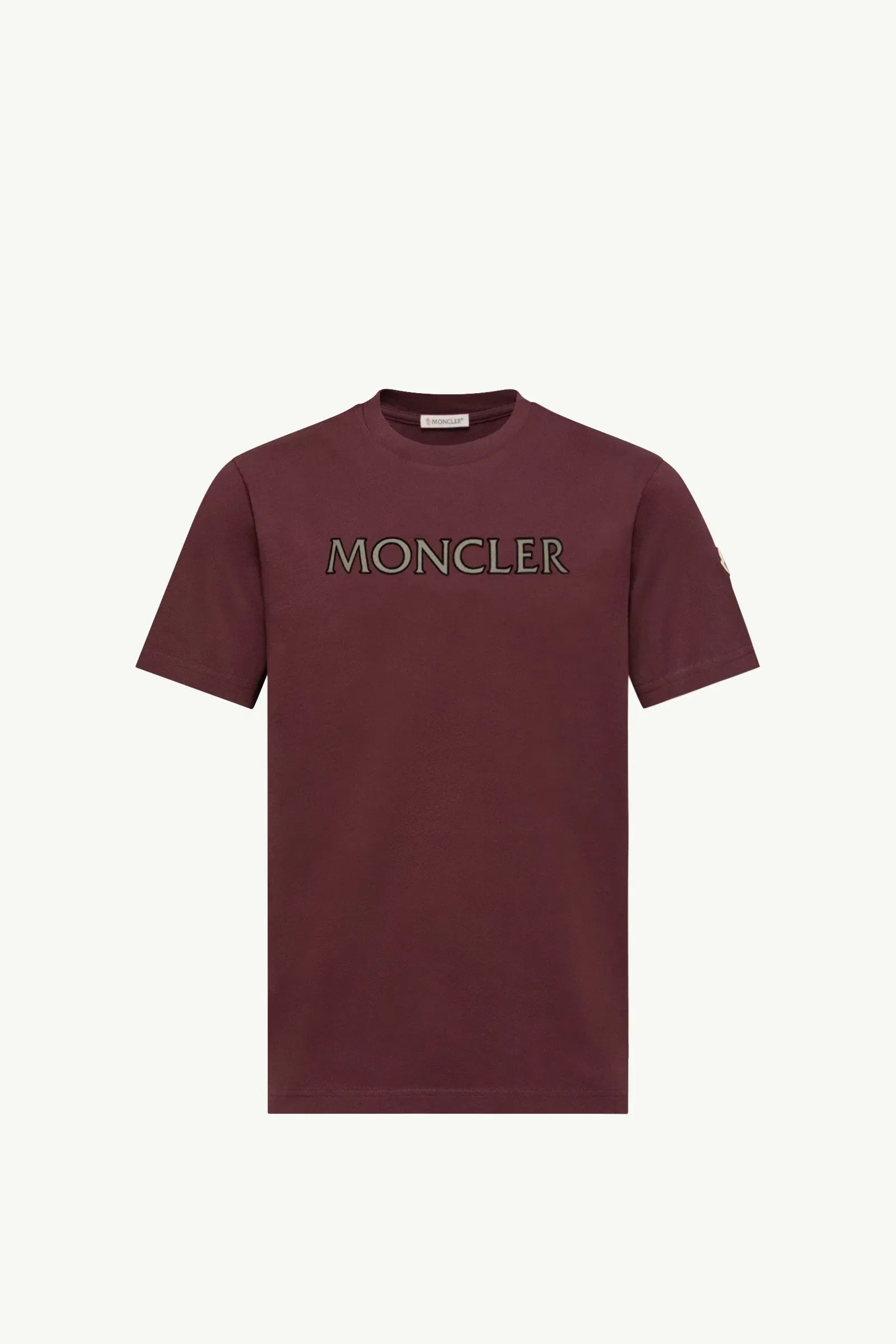 Moncler Logo Print Cotton T-Shirt Burgundy Burgundy