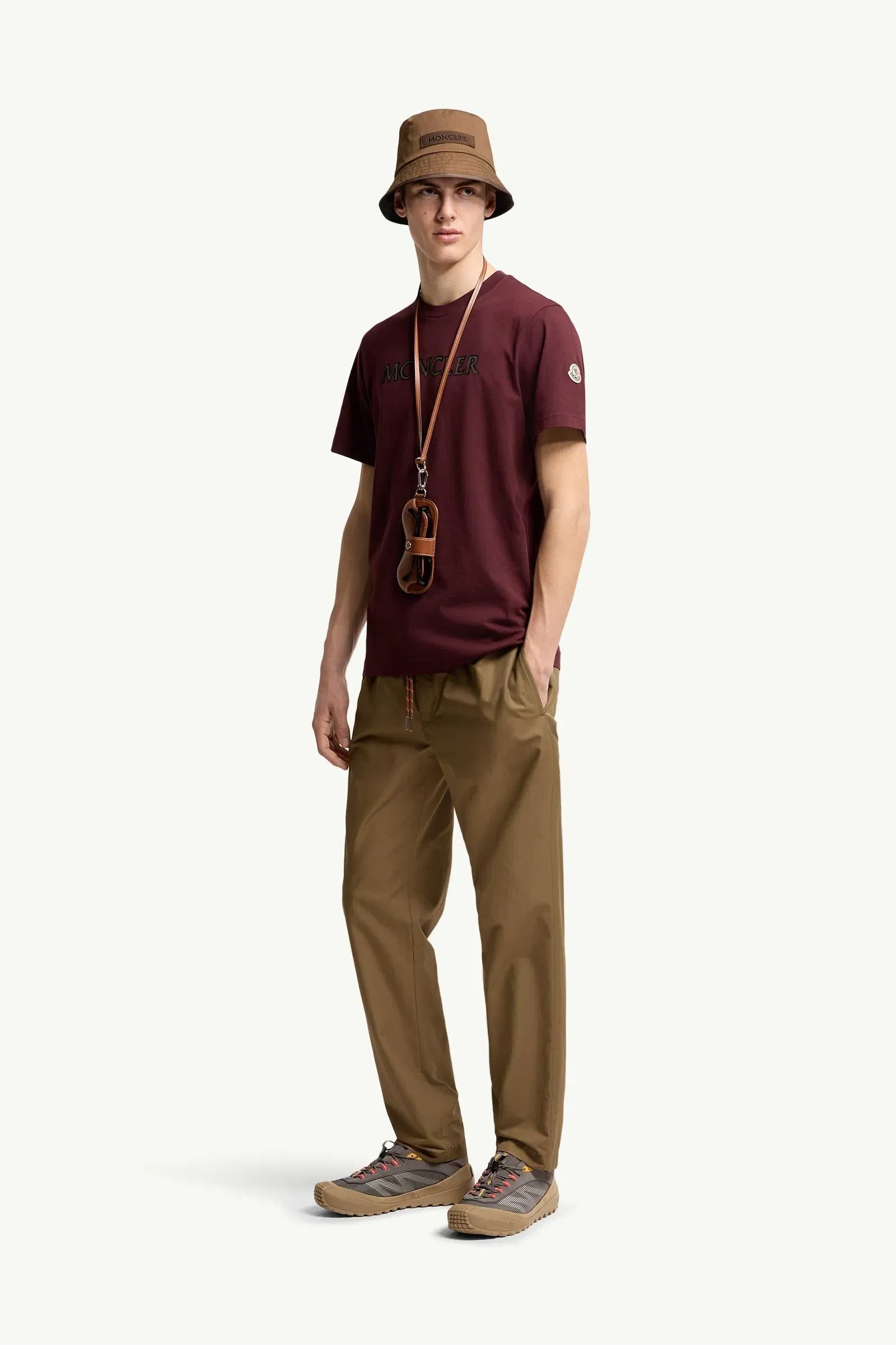 Moncler Logo Print Cotton T-Shirt Burgundy Burgundy