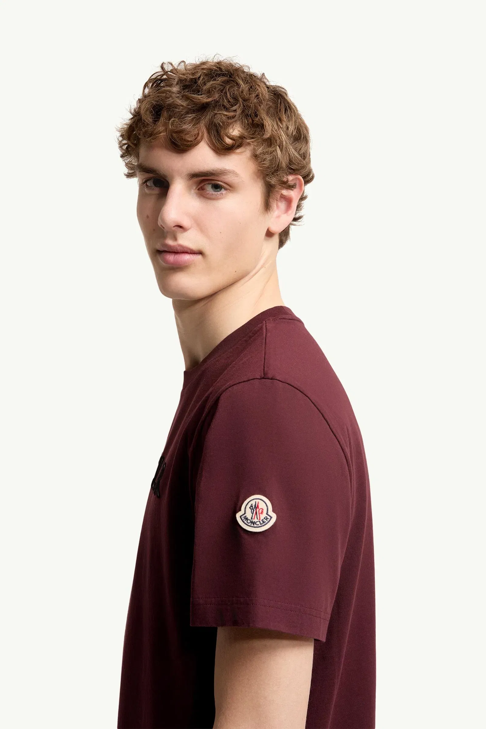 Moncler Logo Print Cotton T-Shirt Burgundy Burgundy