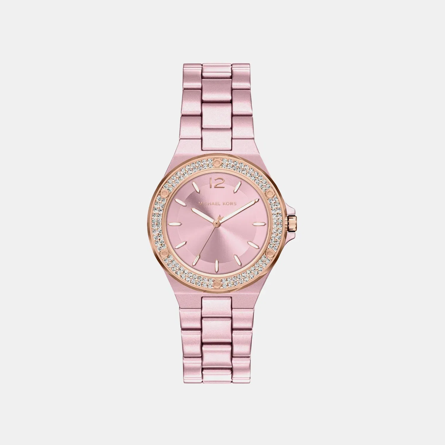 Michael Kors Lennox Women Quartz Pink Dial Analog Stainless Steel Watch Mko1254