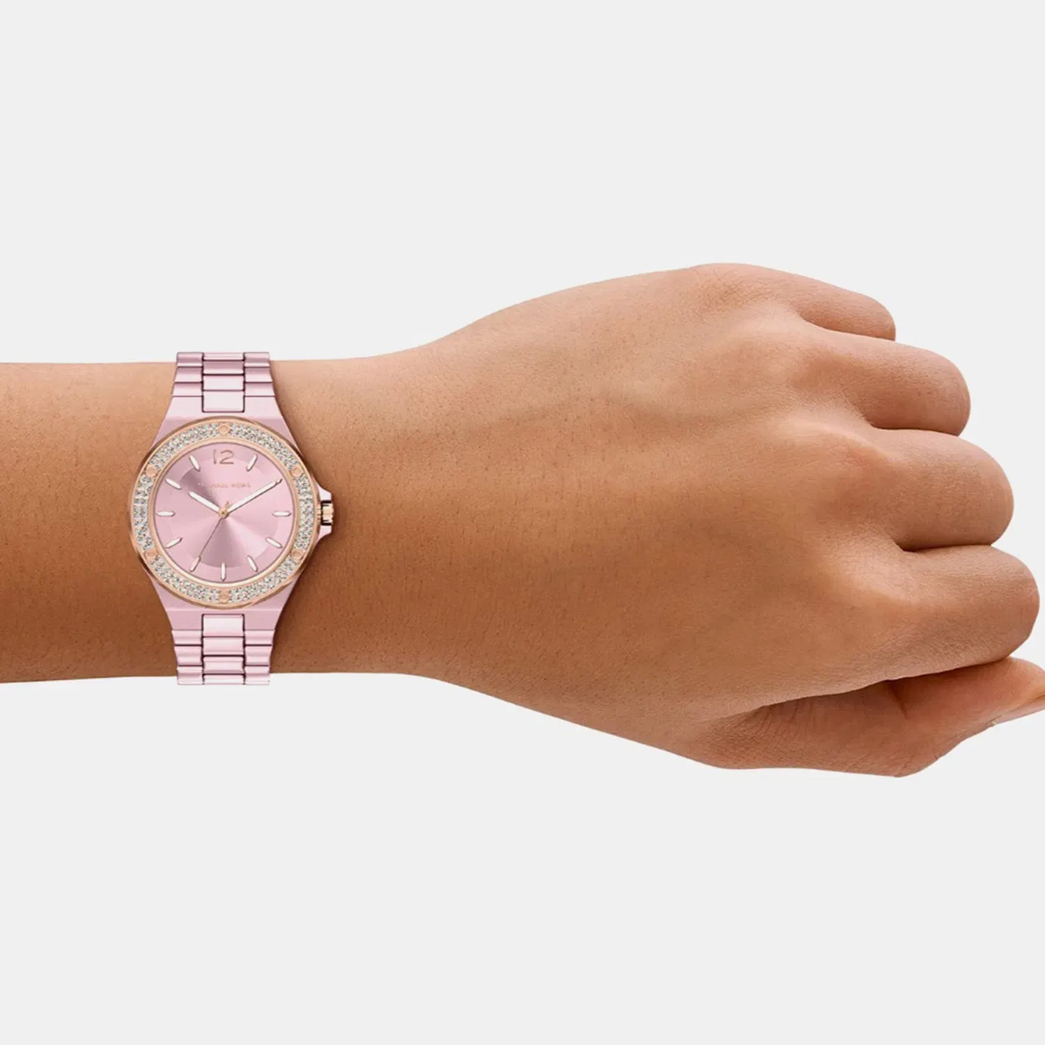 Michael Kors Lennox Women Quartz Pink Dial Analog Stainless Steel Watch Mko1254
