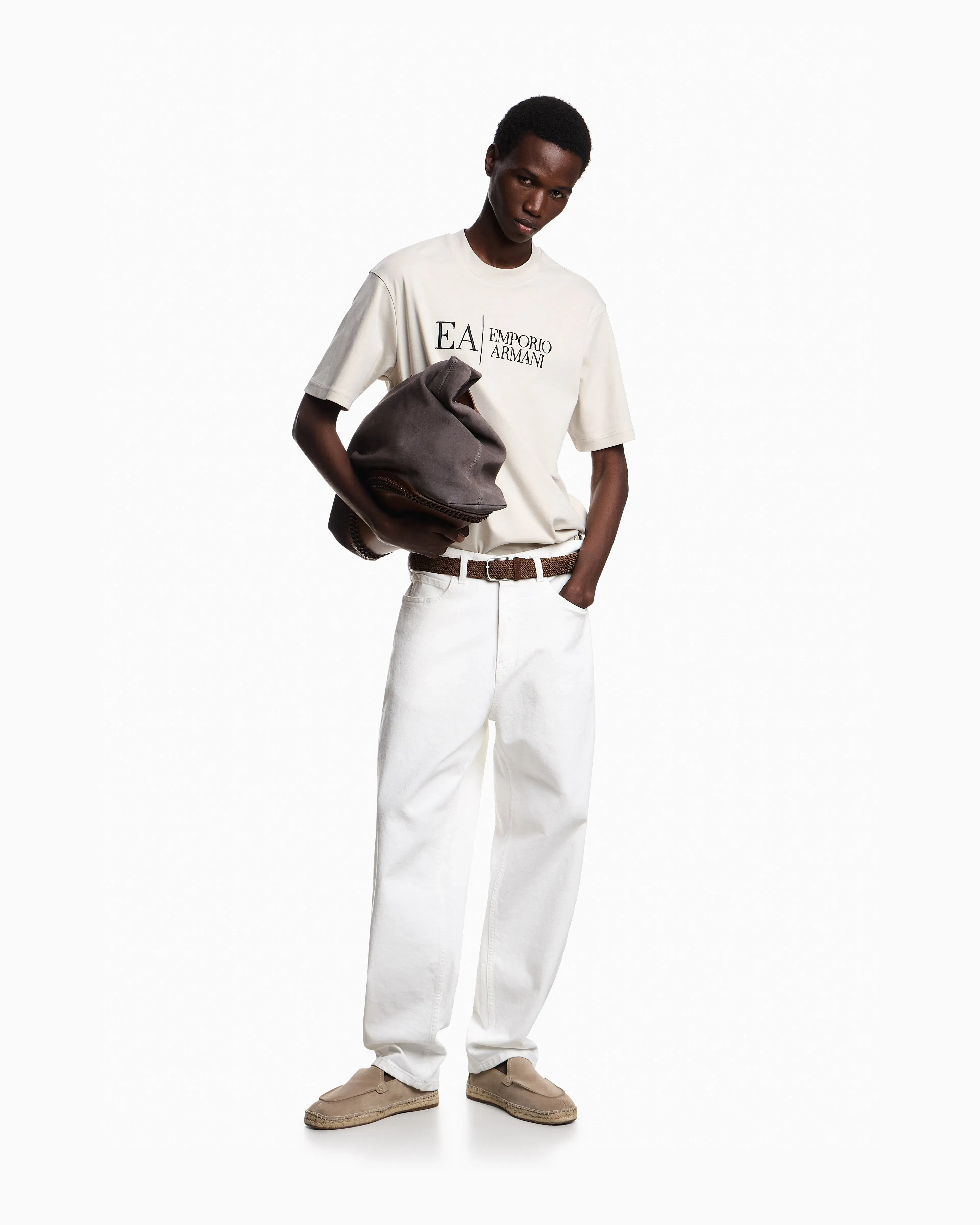 Emporio Armani Jersey t-shirt in interlock cotton with logo Capsule Icon
