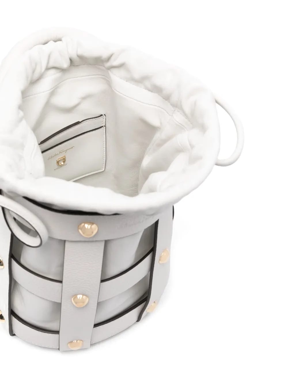 stud-embellished bucket bag