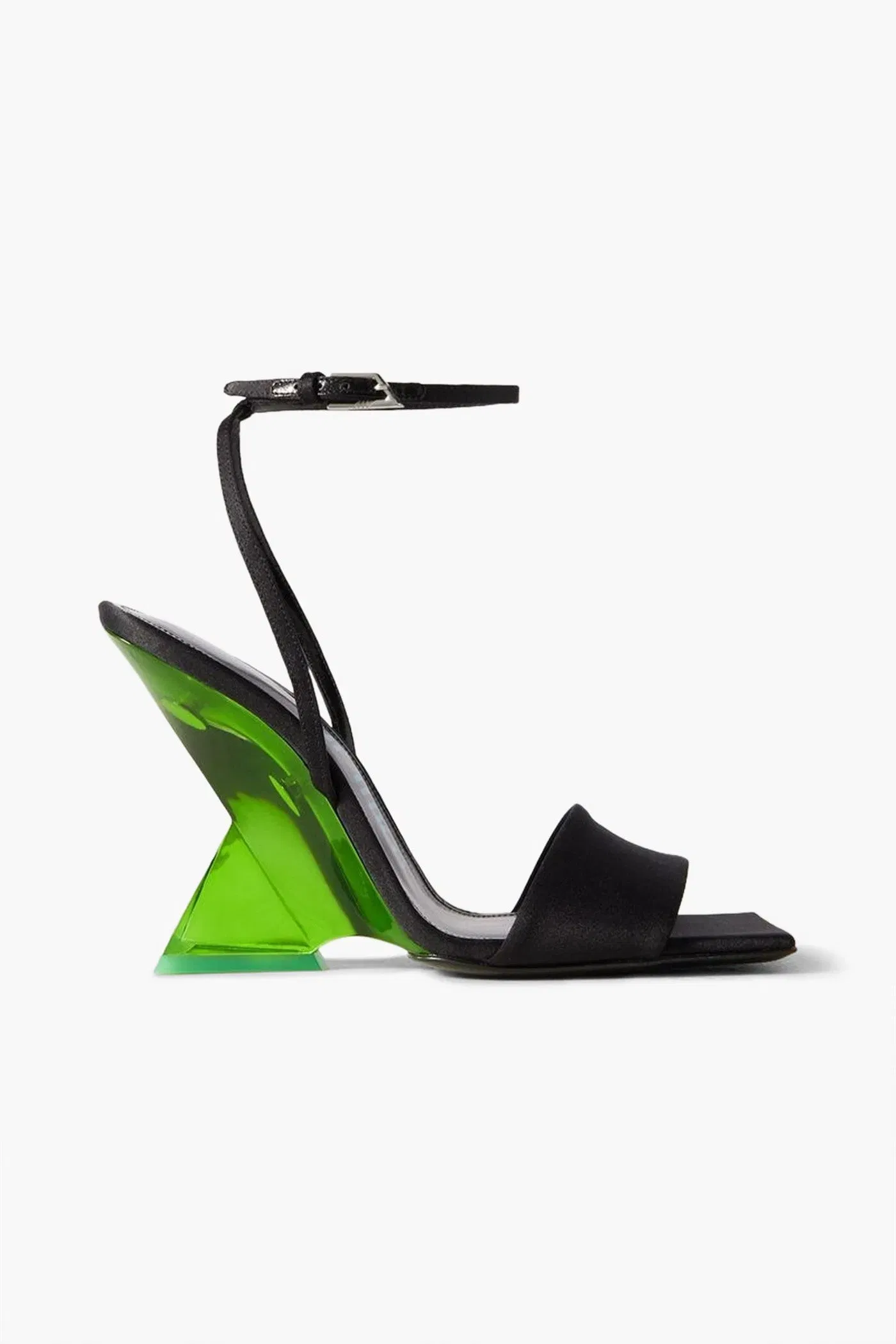 The Attico Cheope Satin Wedge Sandals Black Women's