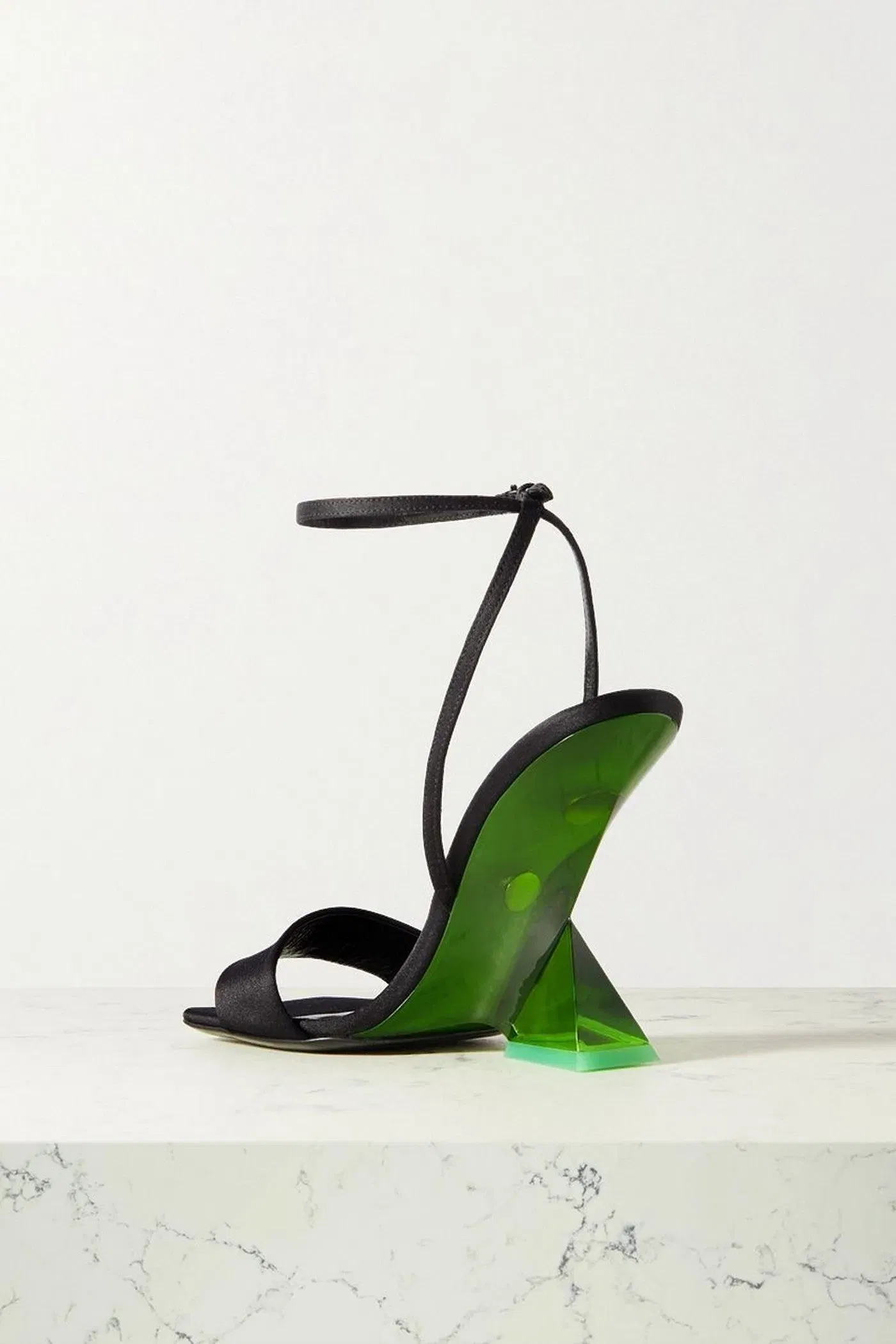 The Attico Cheope Satin Wedge Sandals Black Women's