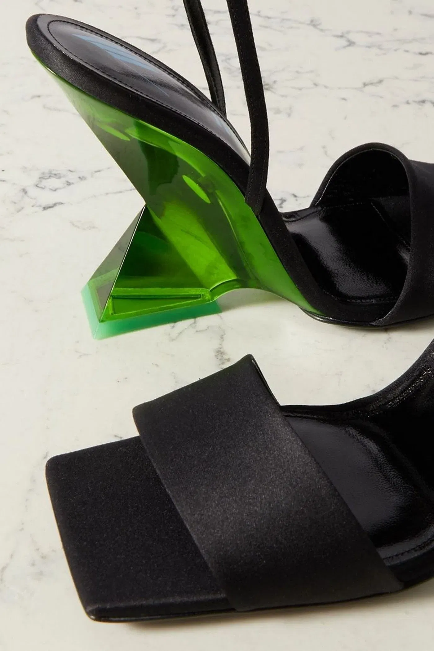 The Attico Cheope Satin Wedge Sandals Black Women's