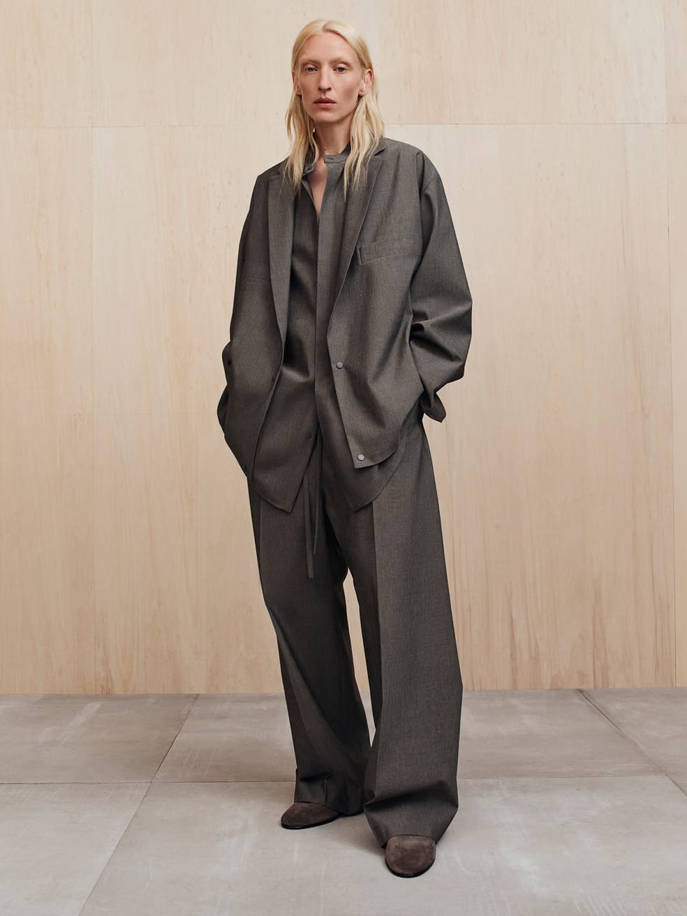 Essentials Cotton Wool Oxford Shirt Jacket Willow