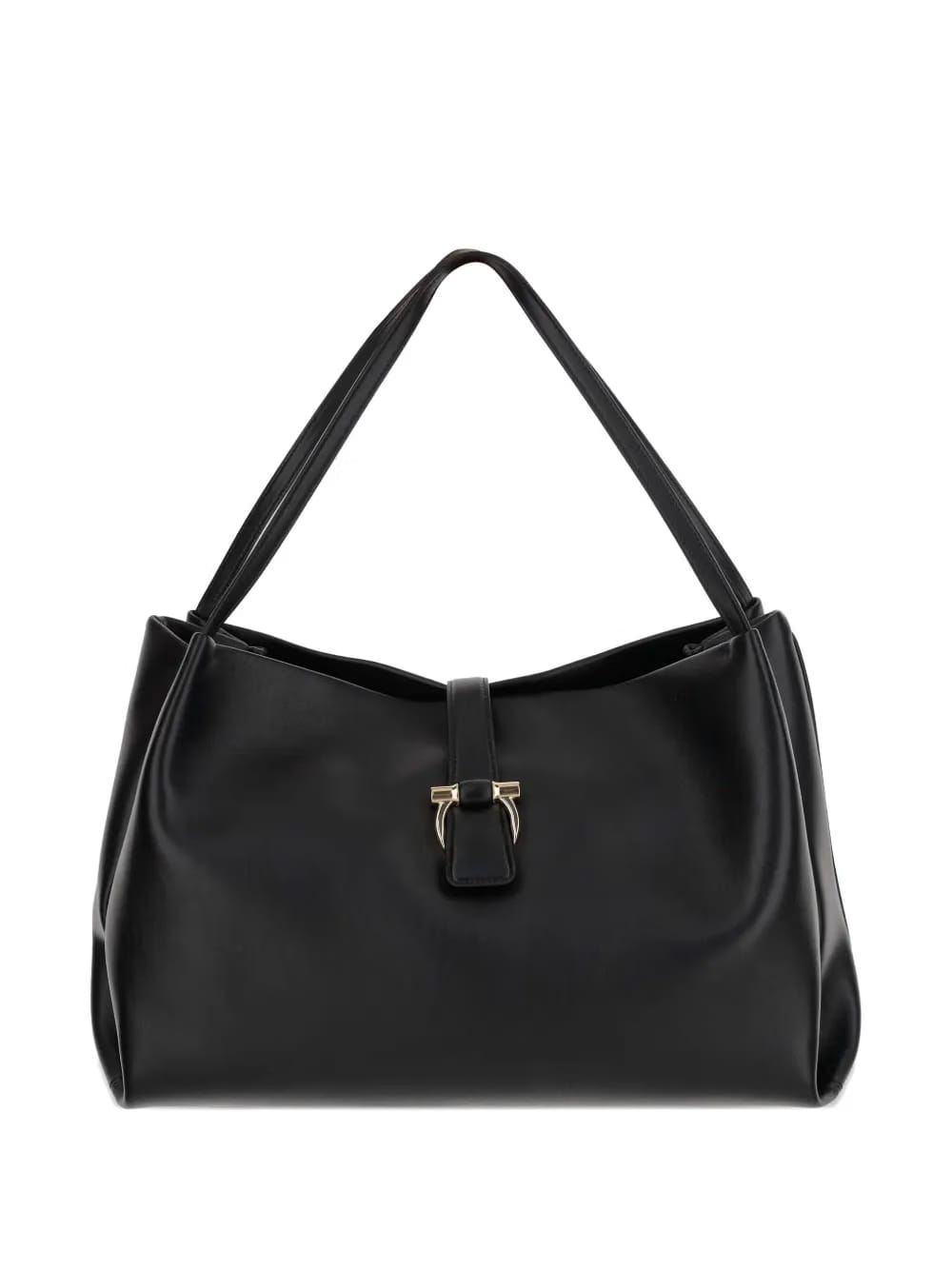 Gancini-clasp calfskin shoulder bag