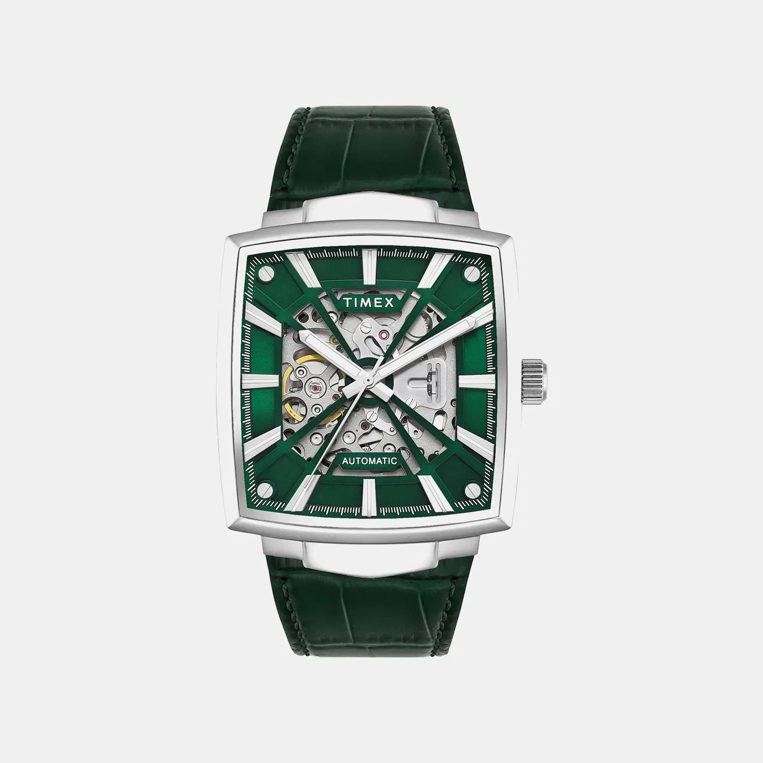 Timex Signio Men Automatic Green Dial Analog Leather Watch Tweg32000