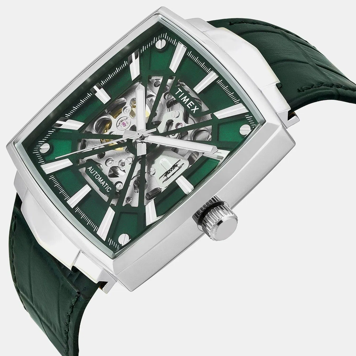Timex Signio Men Automatic Green Dial Analog Leather Watch Tweg32000