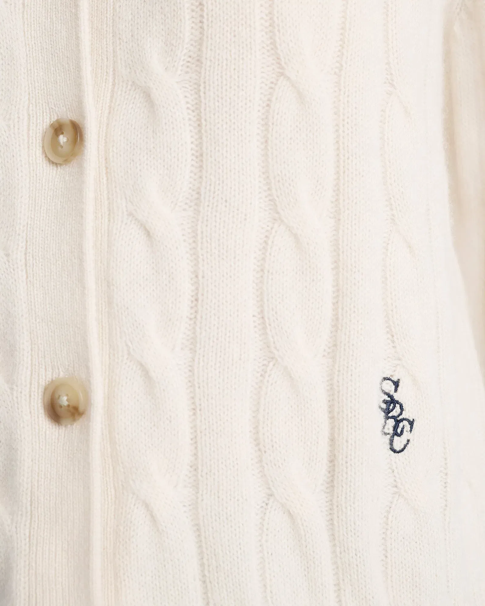 SRC Cableknit Cashmere Cardigan - Ecru