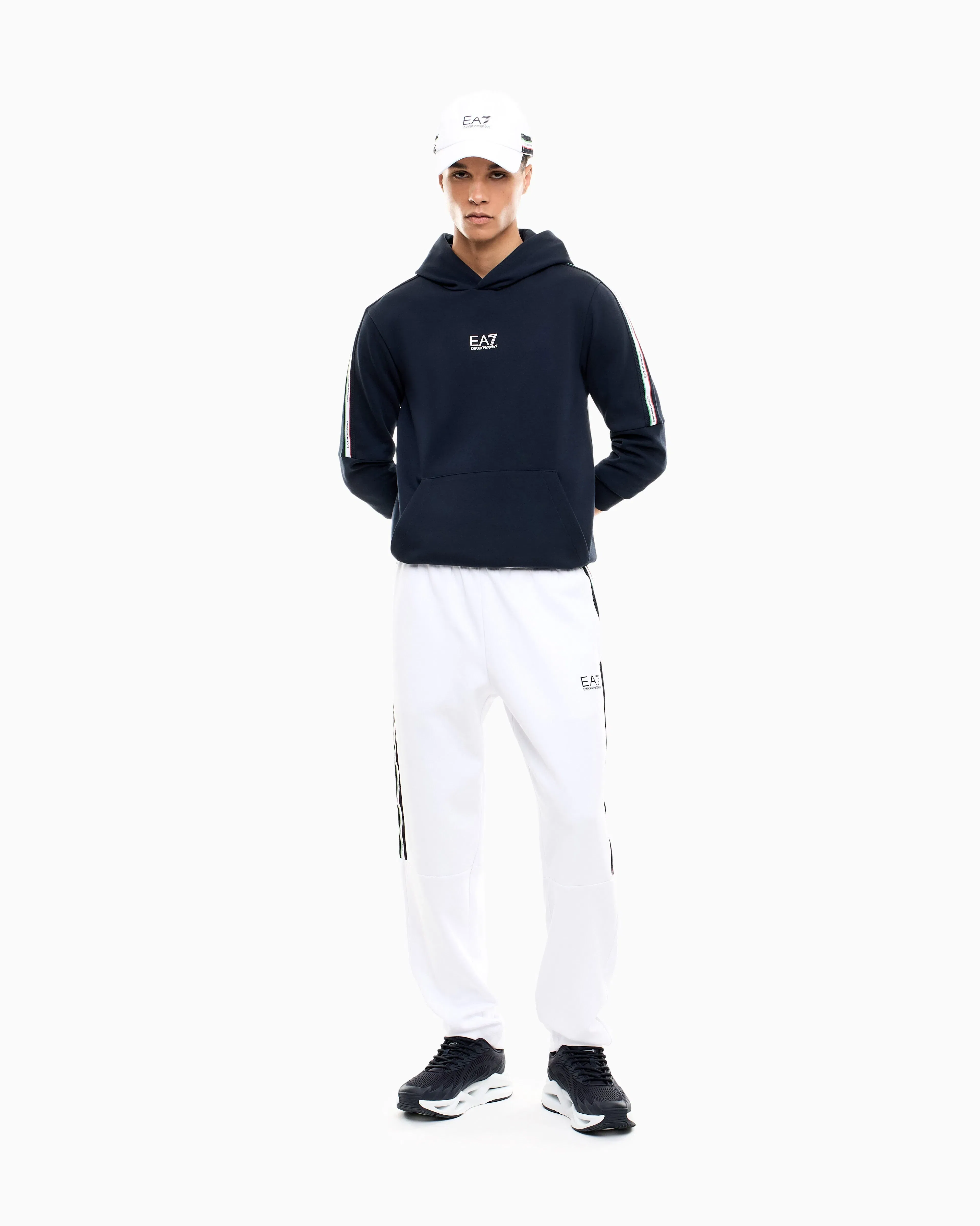 EA7 Italian Spirit cotton-blend hooded sweatshirt