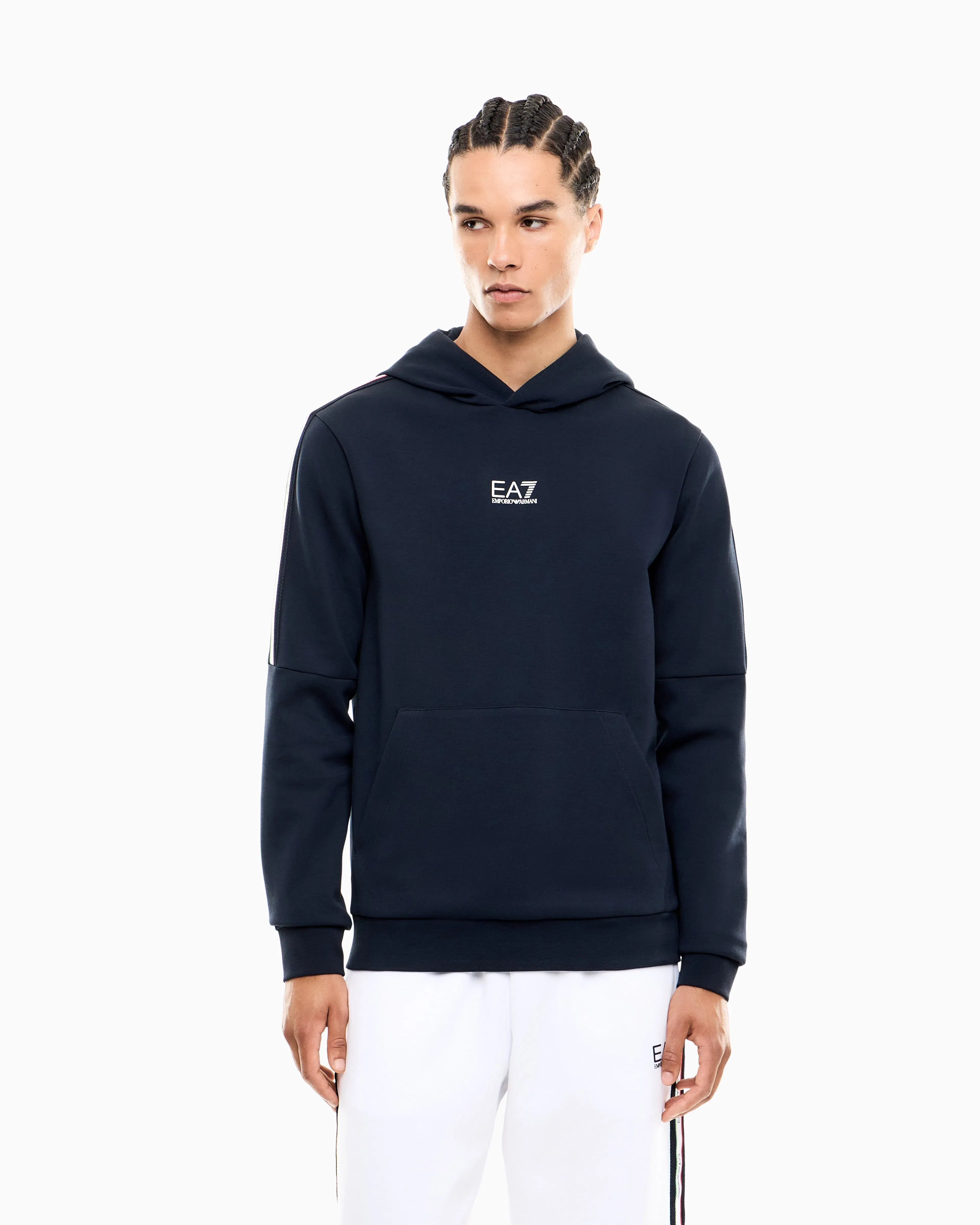 EA7 Italian Spirit cotton-blend hooded sweatshirt