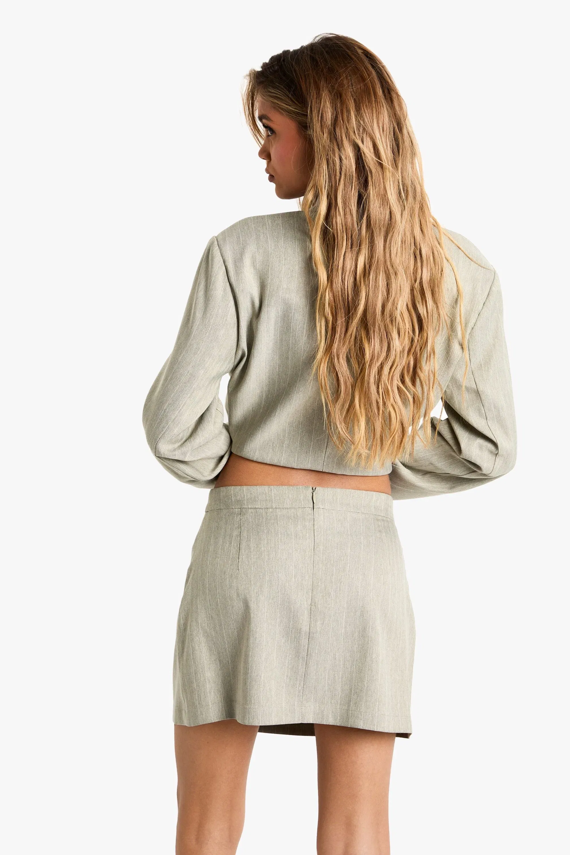 Pinstripe A-Line Tailored Mini Skirt