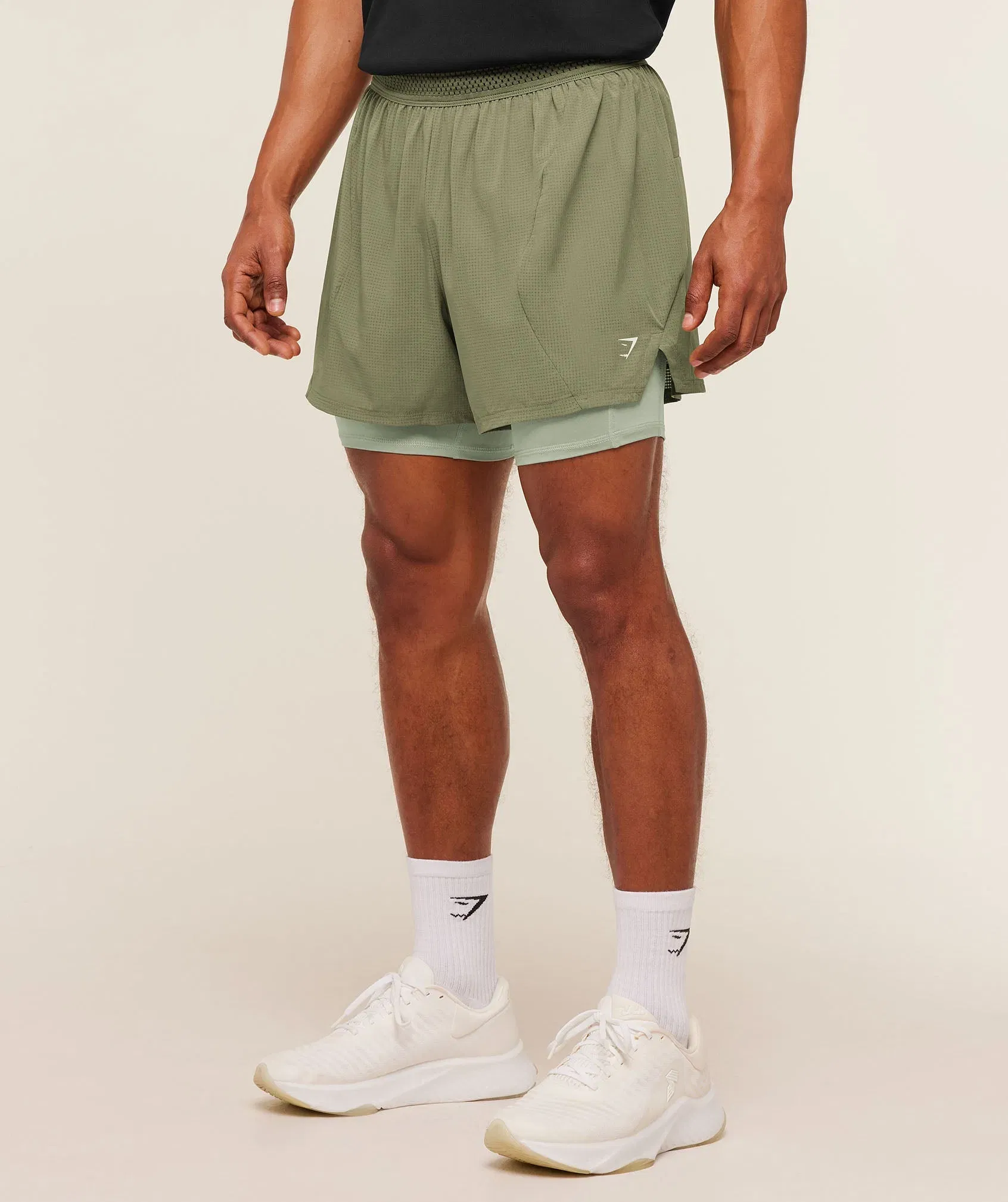 Gymshark Running 4" 2in1 Shorts -  Grounded Green /  Haze Green