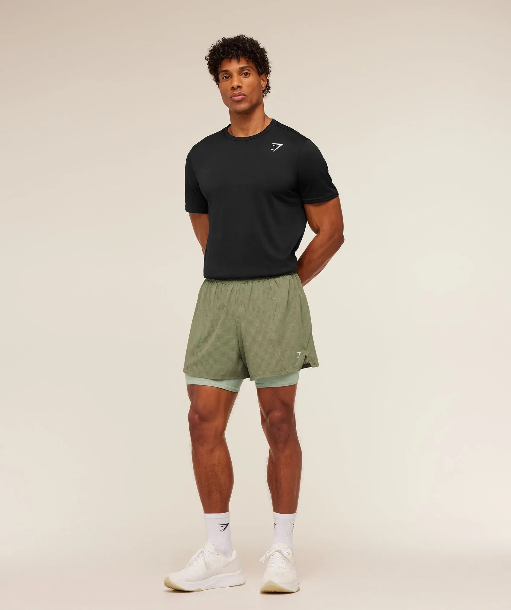 Gymshark Running 4" 2in1 Shorts -  Grounded Green /  Haze Green