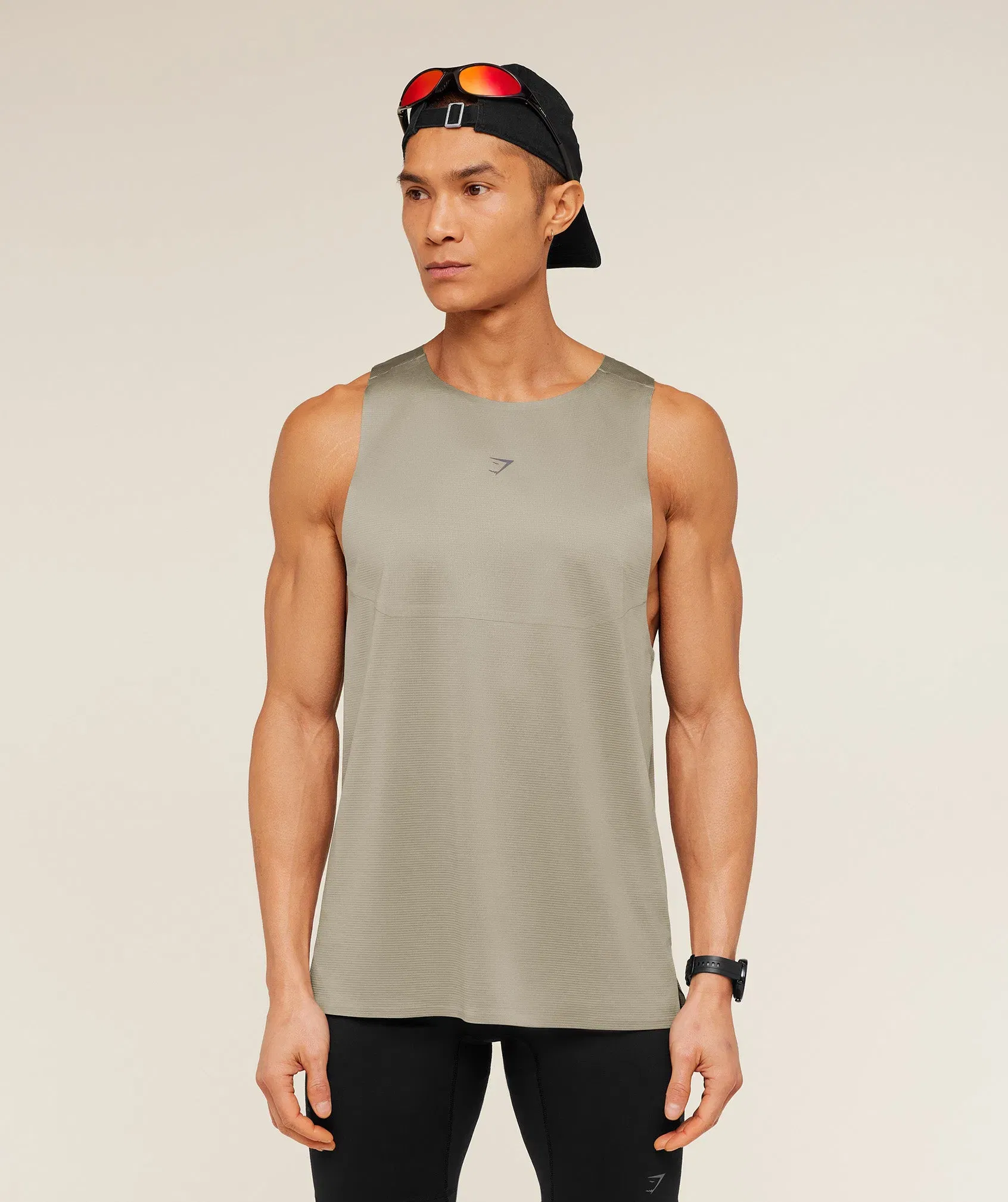Gymshark Running Elite Tank - Linen Brown