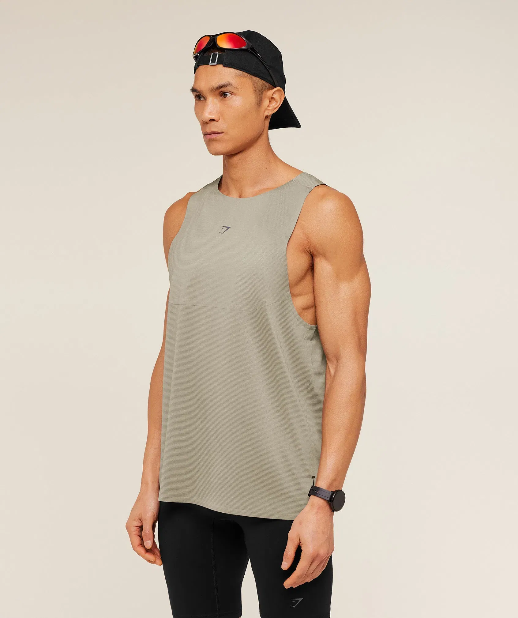 Gymshark Running Elite Tank - Linen Brown