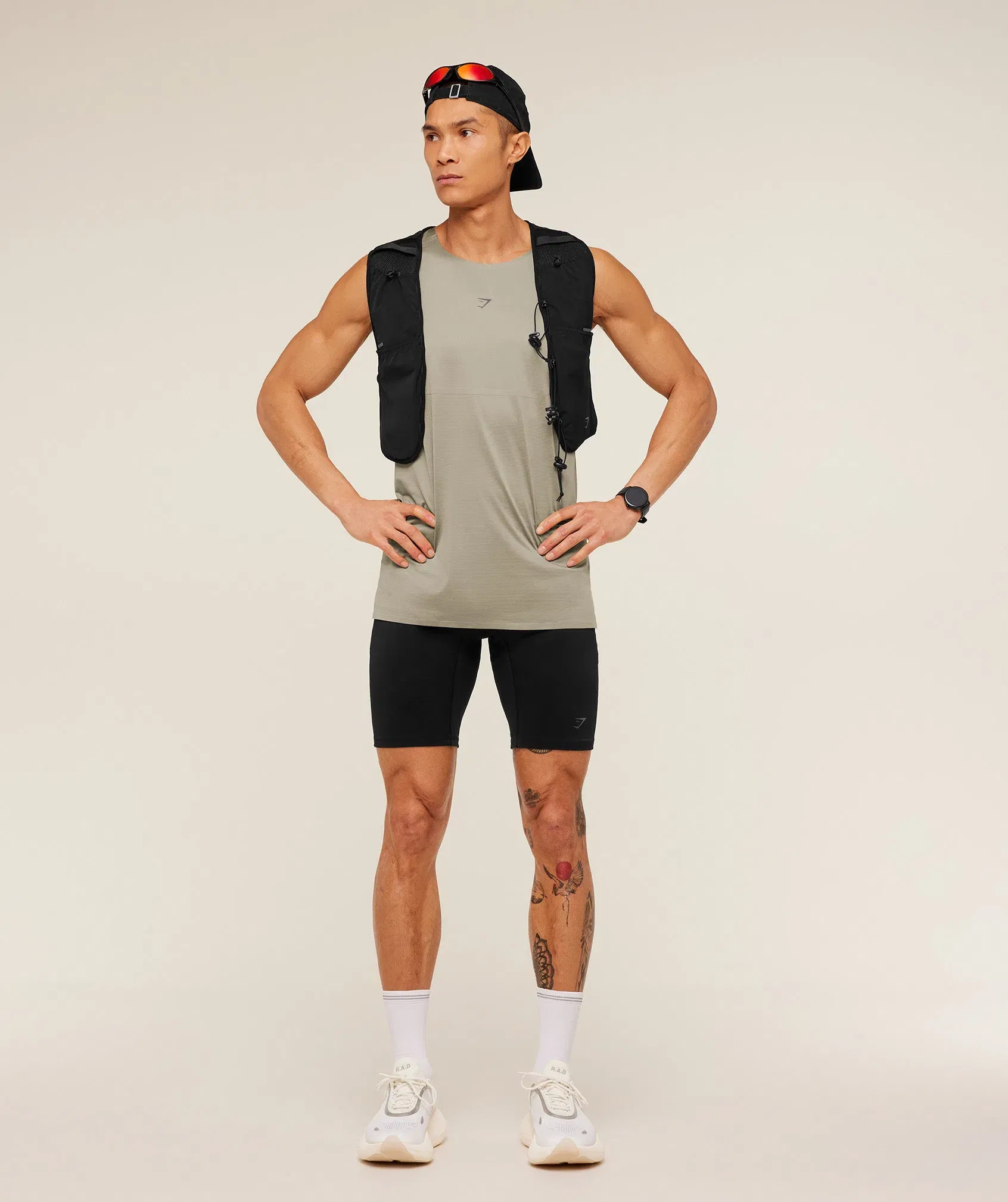 Gymshark Running Elite Tank - Linen Brown