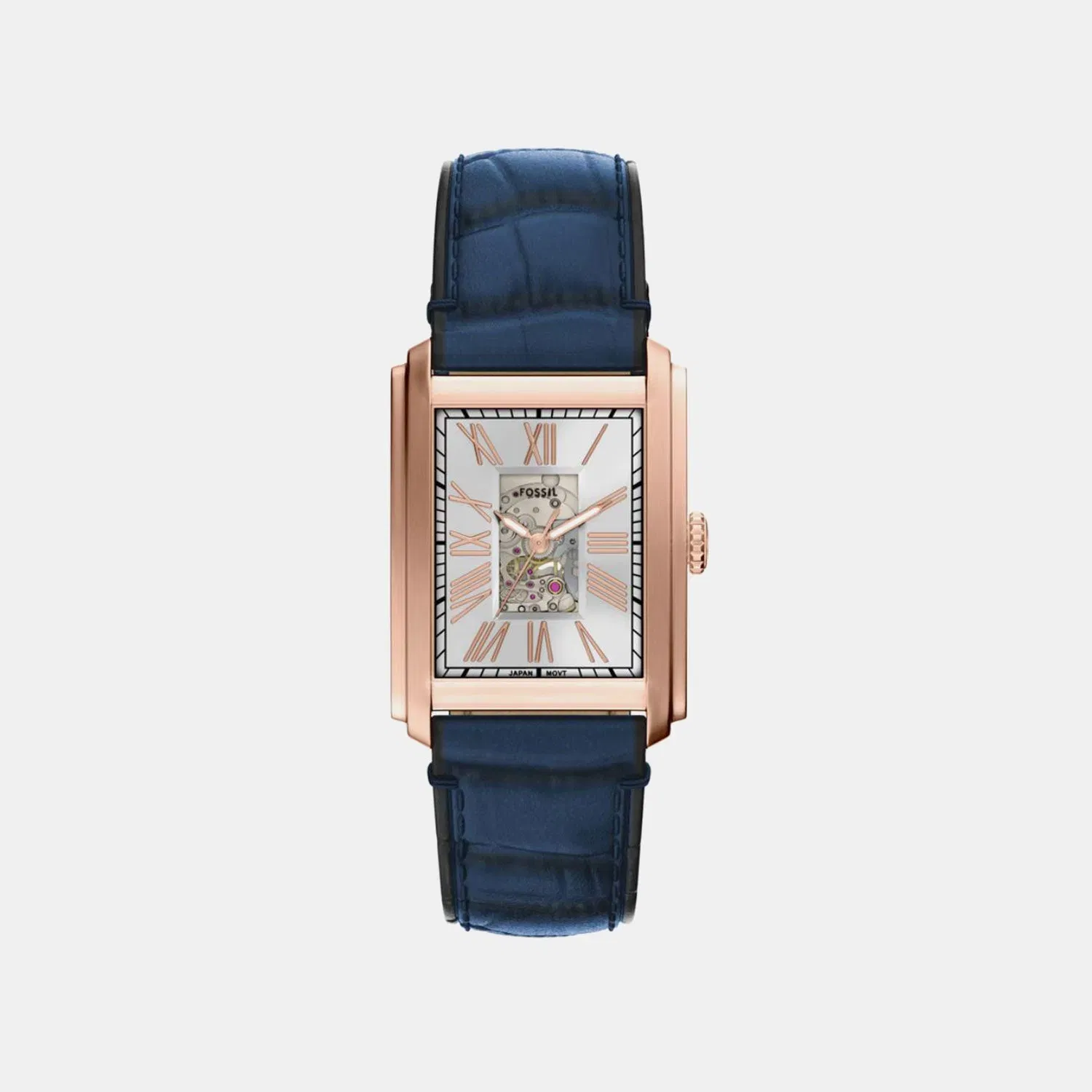 Fossil Carraway Men Automatic Silver Dial Analog Leather Watch Me3274