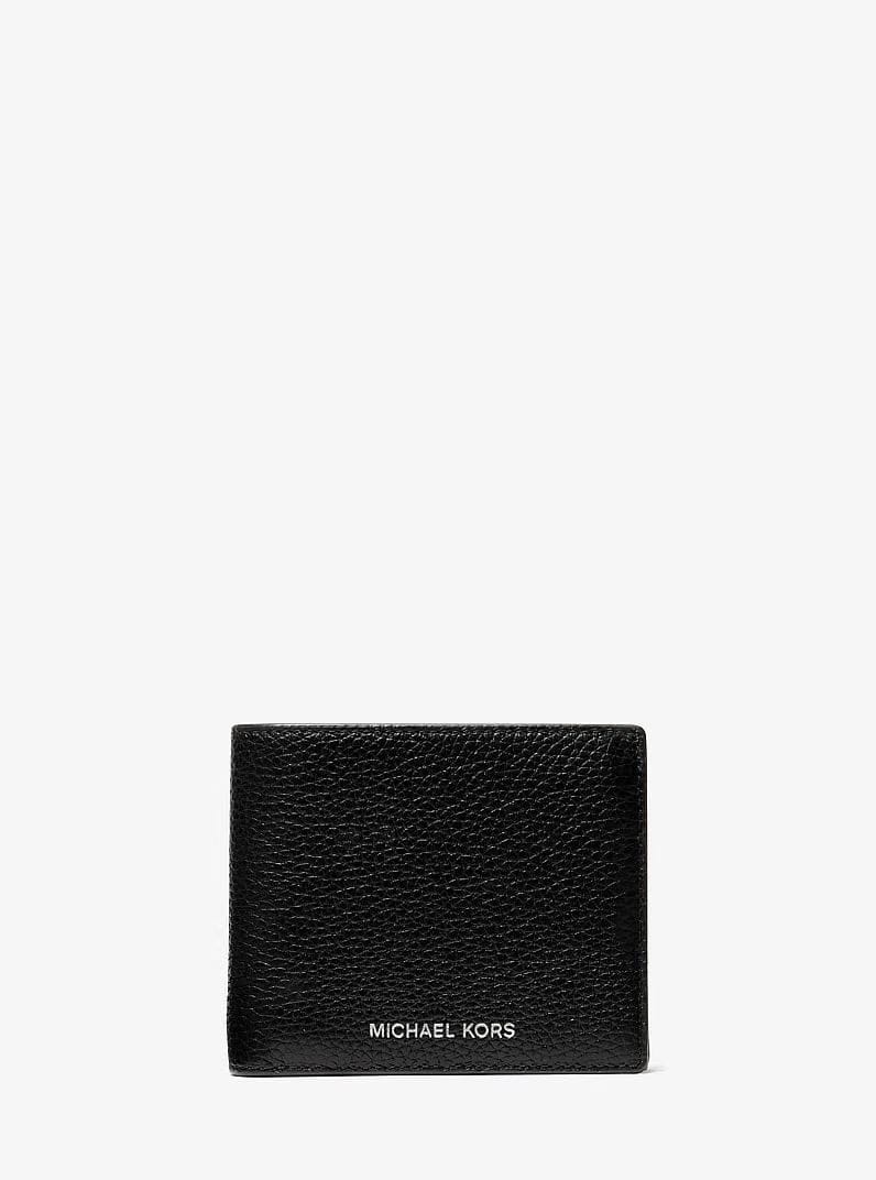 Michael Kors Cooper Pebbled Leather Billfold Wallet With Coin Pouch Black