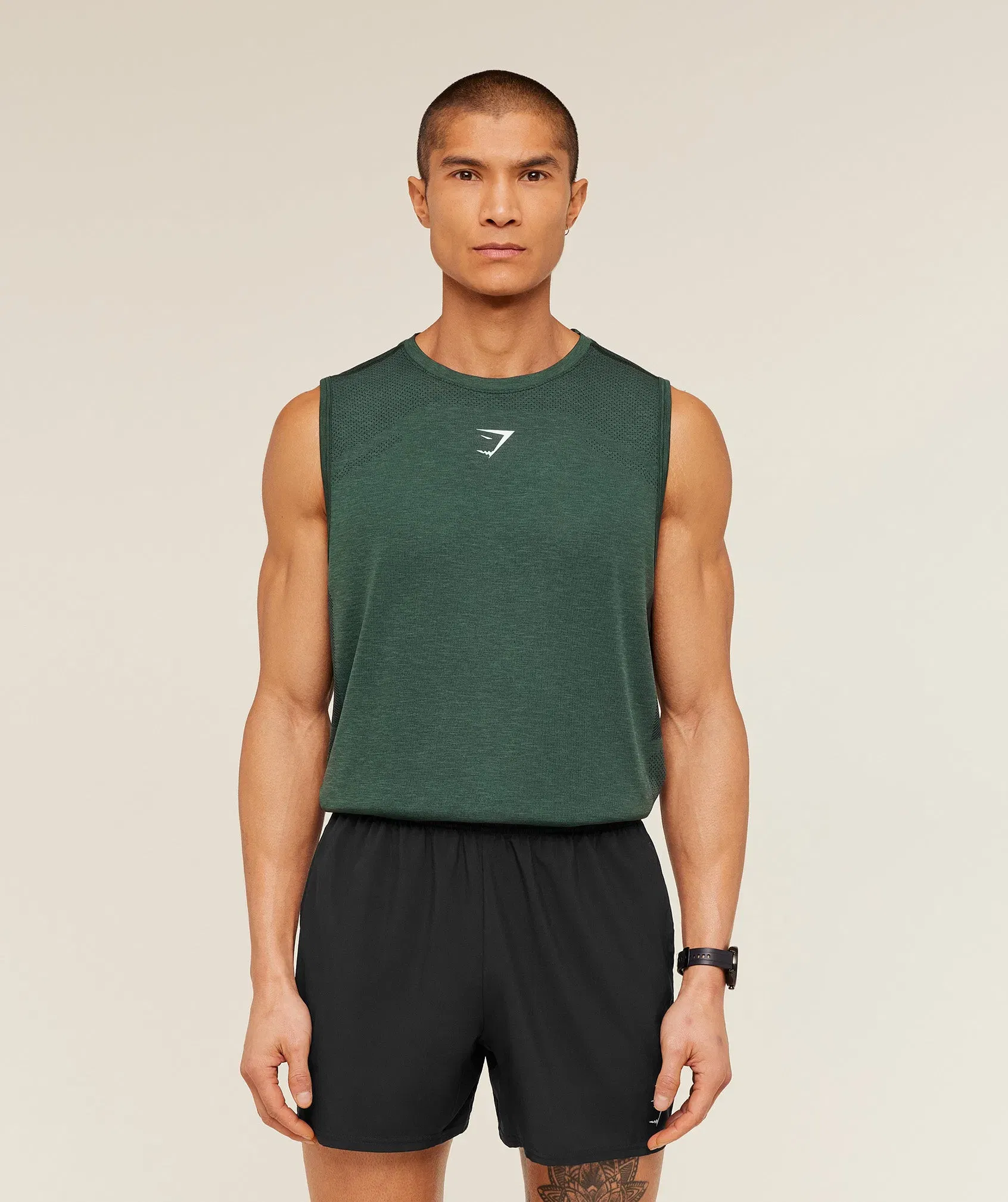 Gymshark Lightweight Seamless Tank - GS Victory Green/ Marl