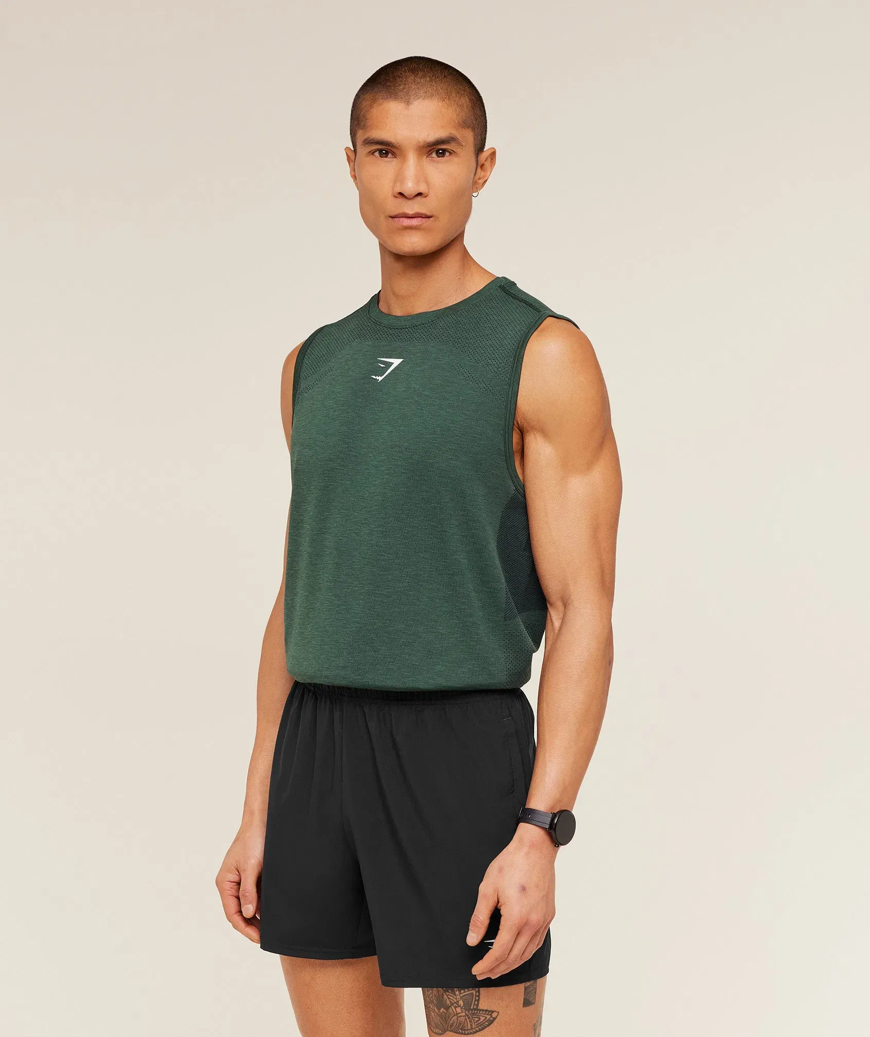 Gymshark Lightweight Seamless Tank - GS Victory Green/ Marl
