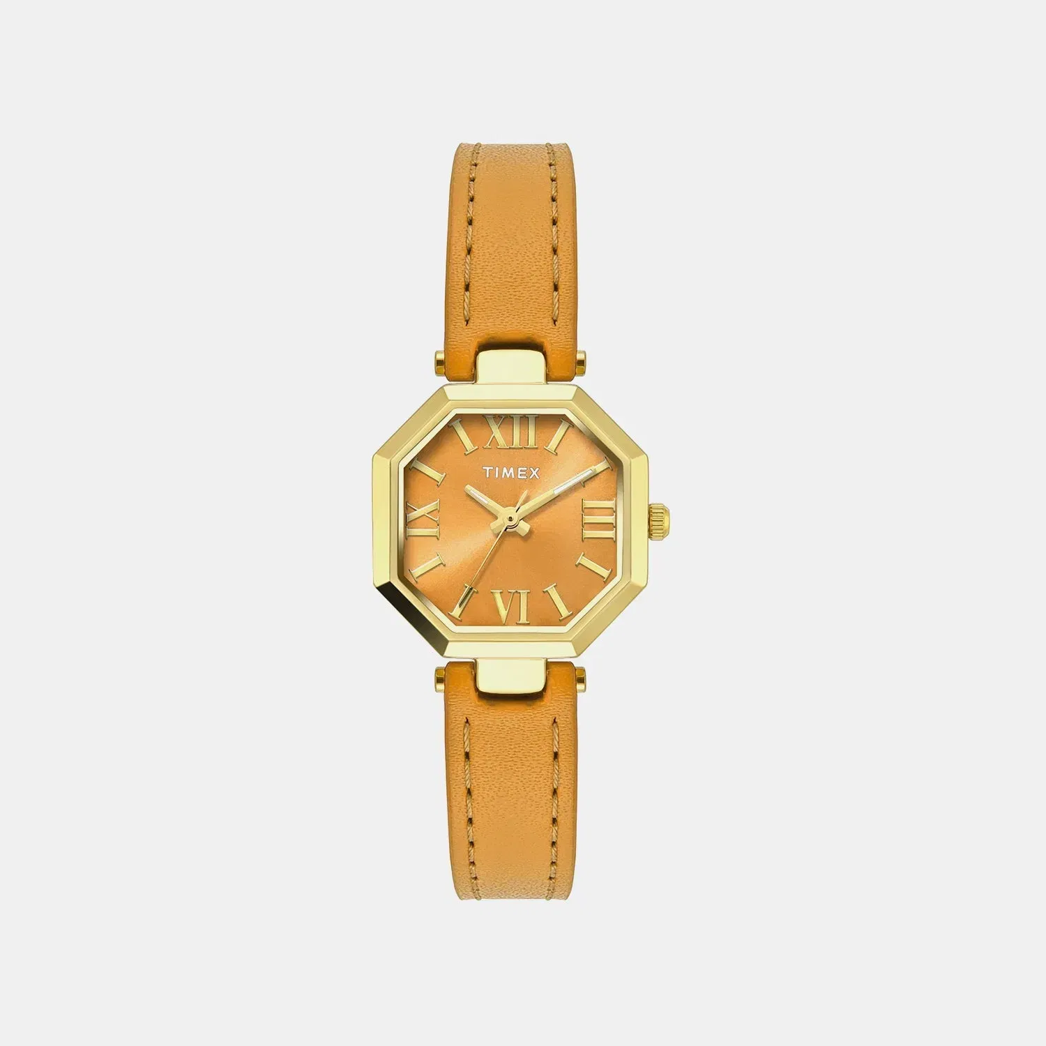 Timex Trendline Women Quartz Yellow Dial Analog Leather Watch Twel26900